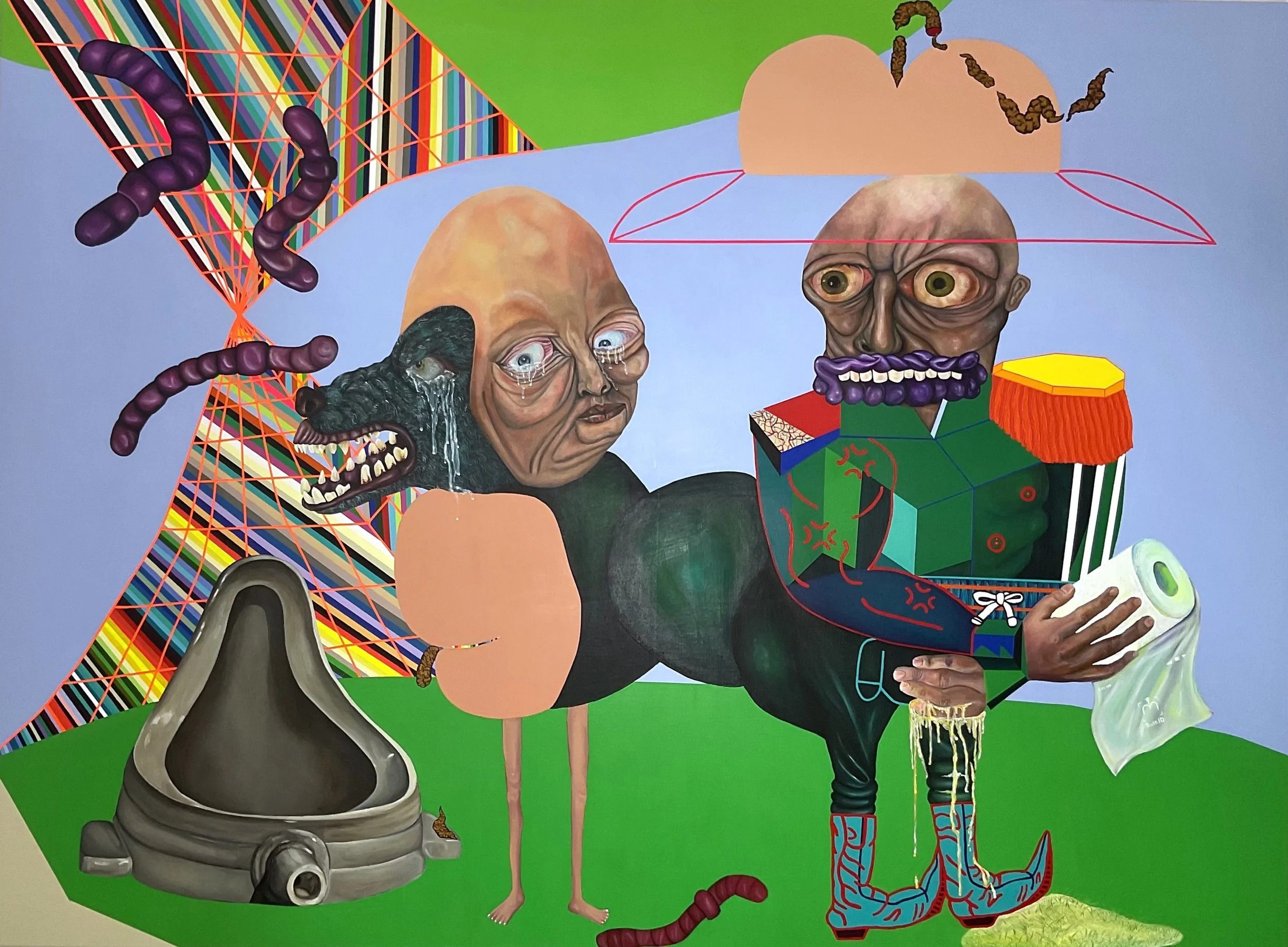 If the Earthworm Dies, Who is Going To Cultivate the Soil, 2022. Acrylic on canvas — 190 x 140 cm 