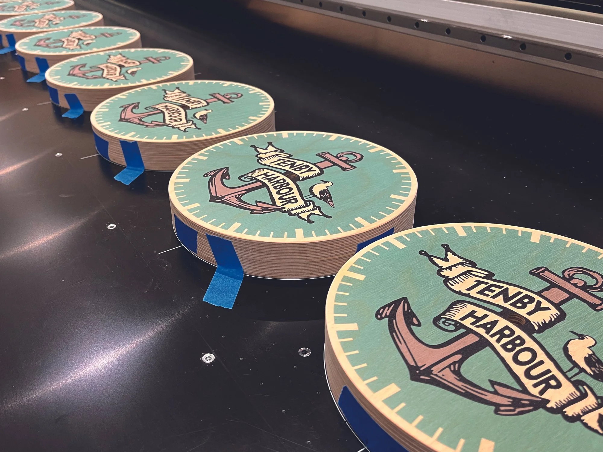 Tenby harbour clocks being printed.jpg