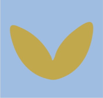 Ein stilisiertes, goldenes Blatt auf hellem blauen Hintergrund.