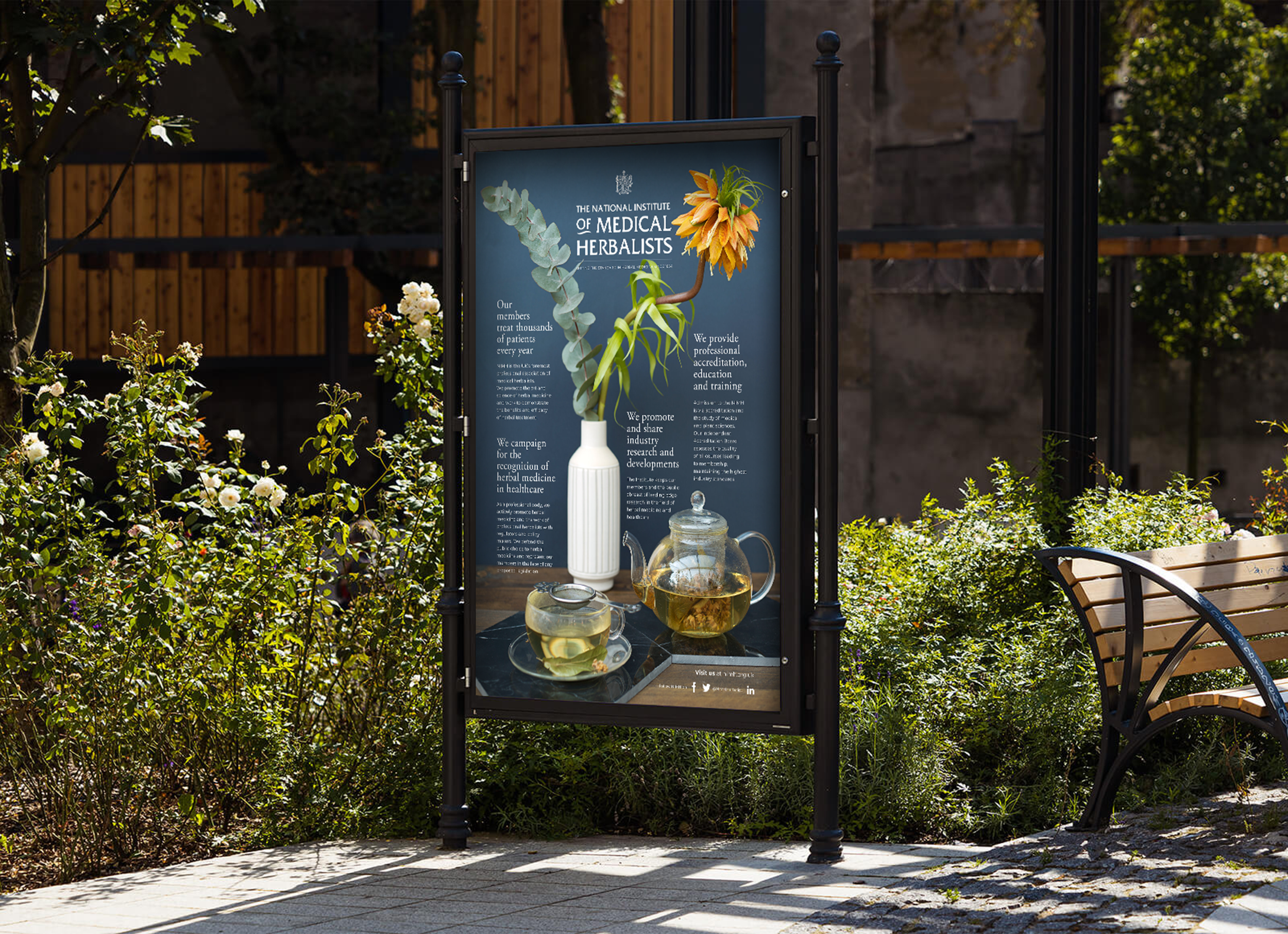 An outdoor poster showcasing the National Institute of Medical Herbalists