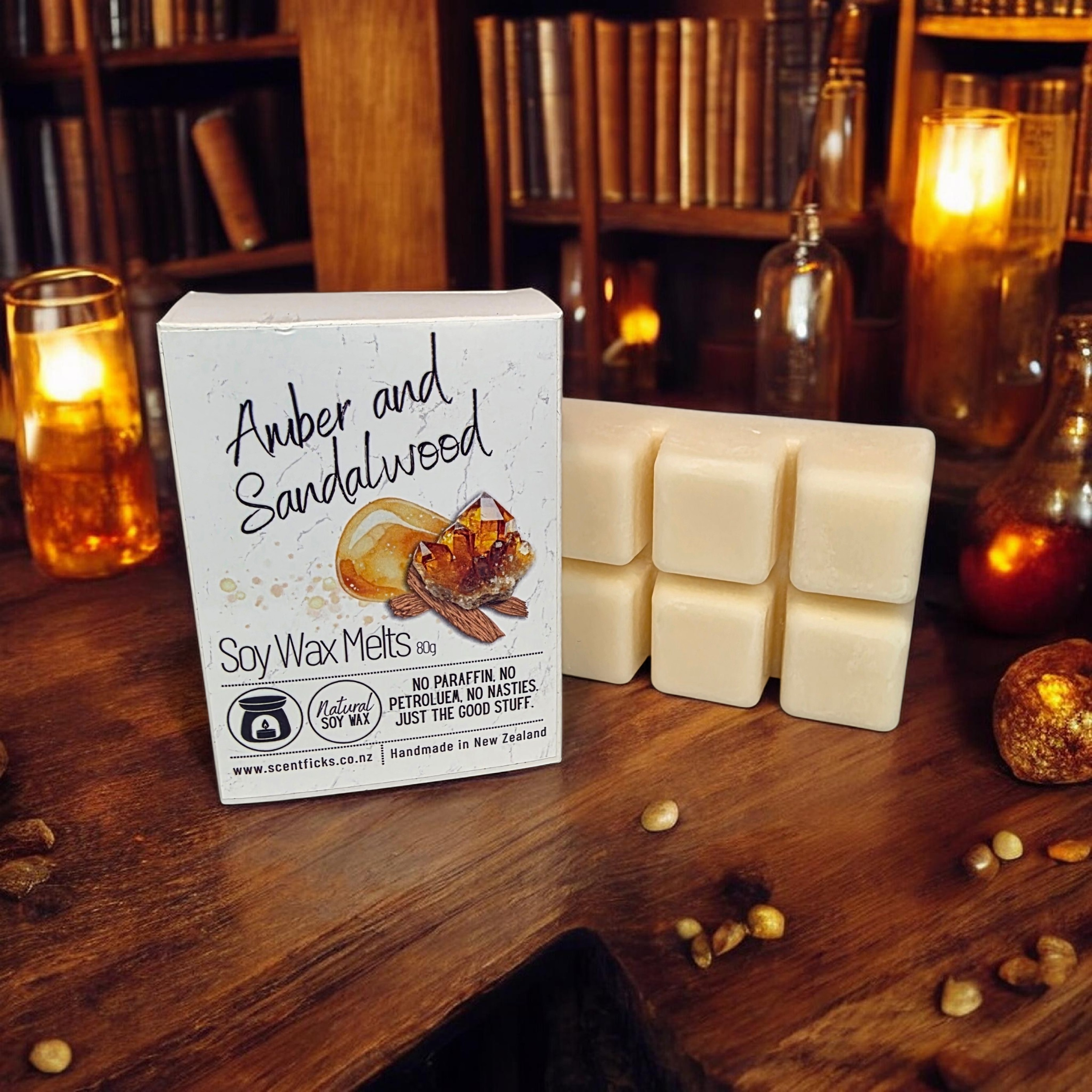 Amber and Sandalwood Scented Soy Wax Melts