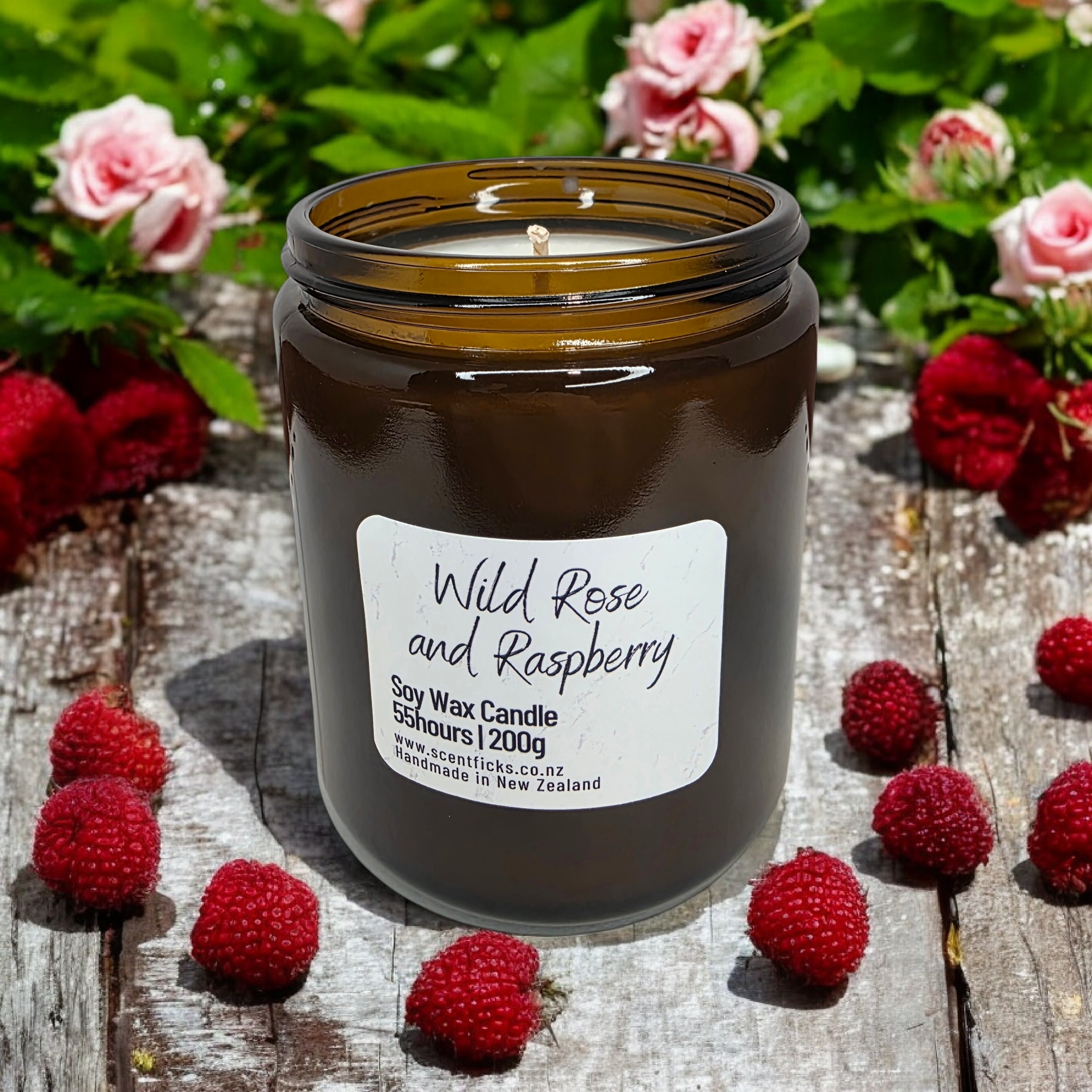 Wild Rose and Raspberry Scented Soy Candle