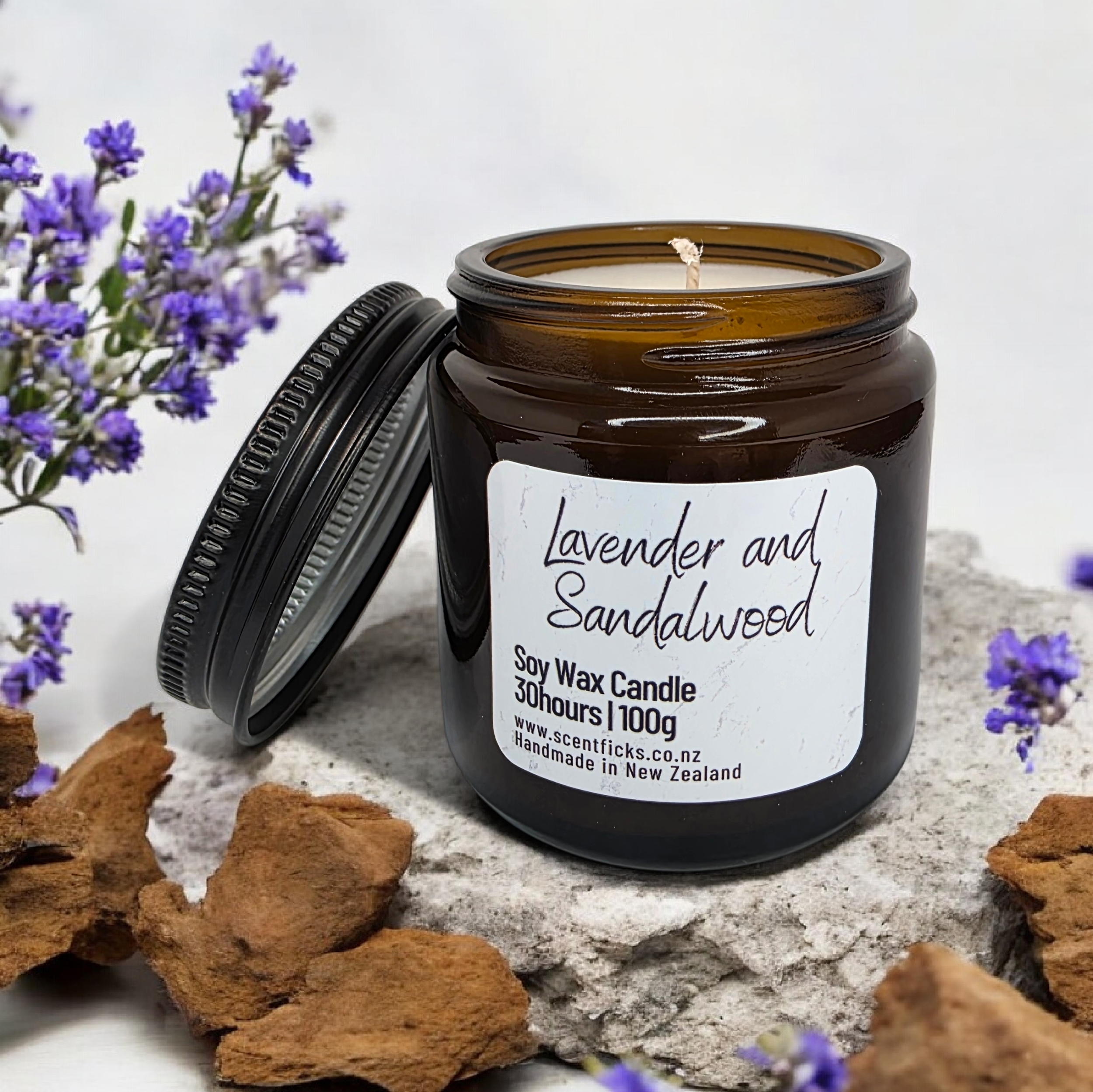 Lavender and Sandalwood Scented Soy Candle