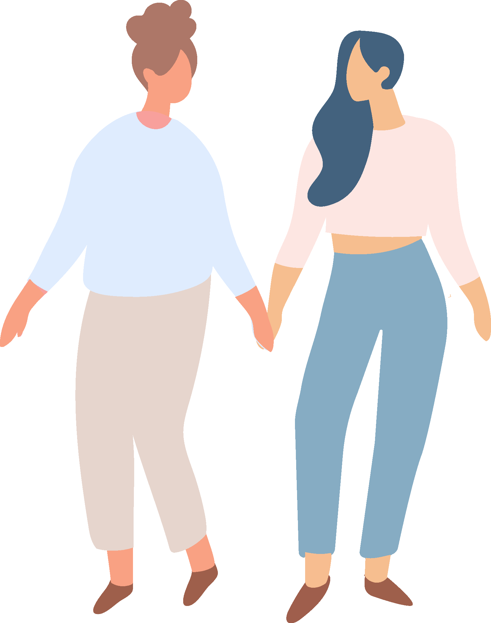 Illustration of two women holding hands