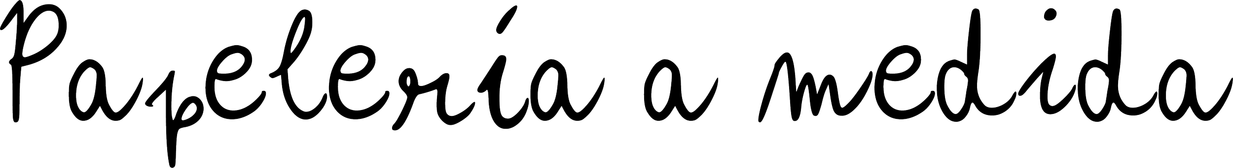 Texto en estilo de letra manuscrita que dice 'Papelería a medida'