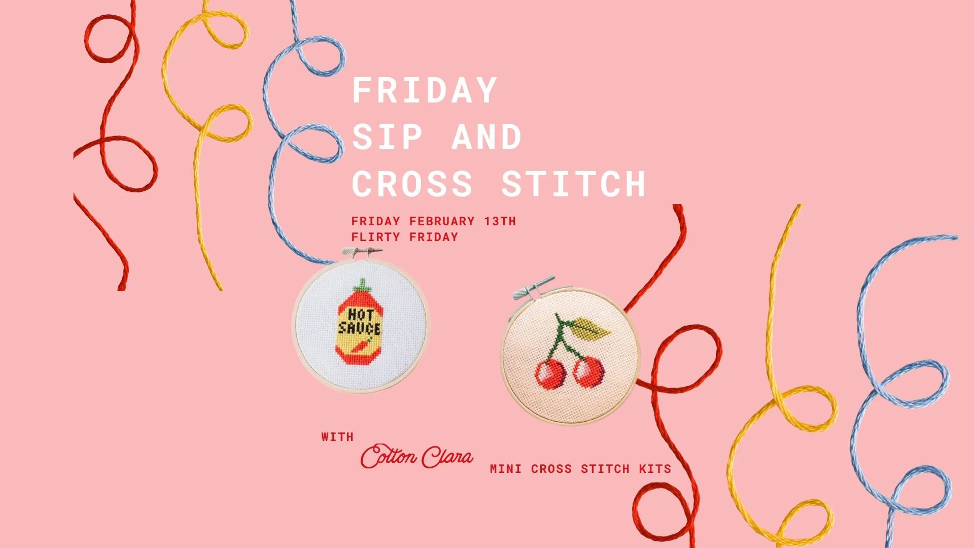 Friday Night Sip + Cross Stitch