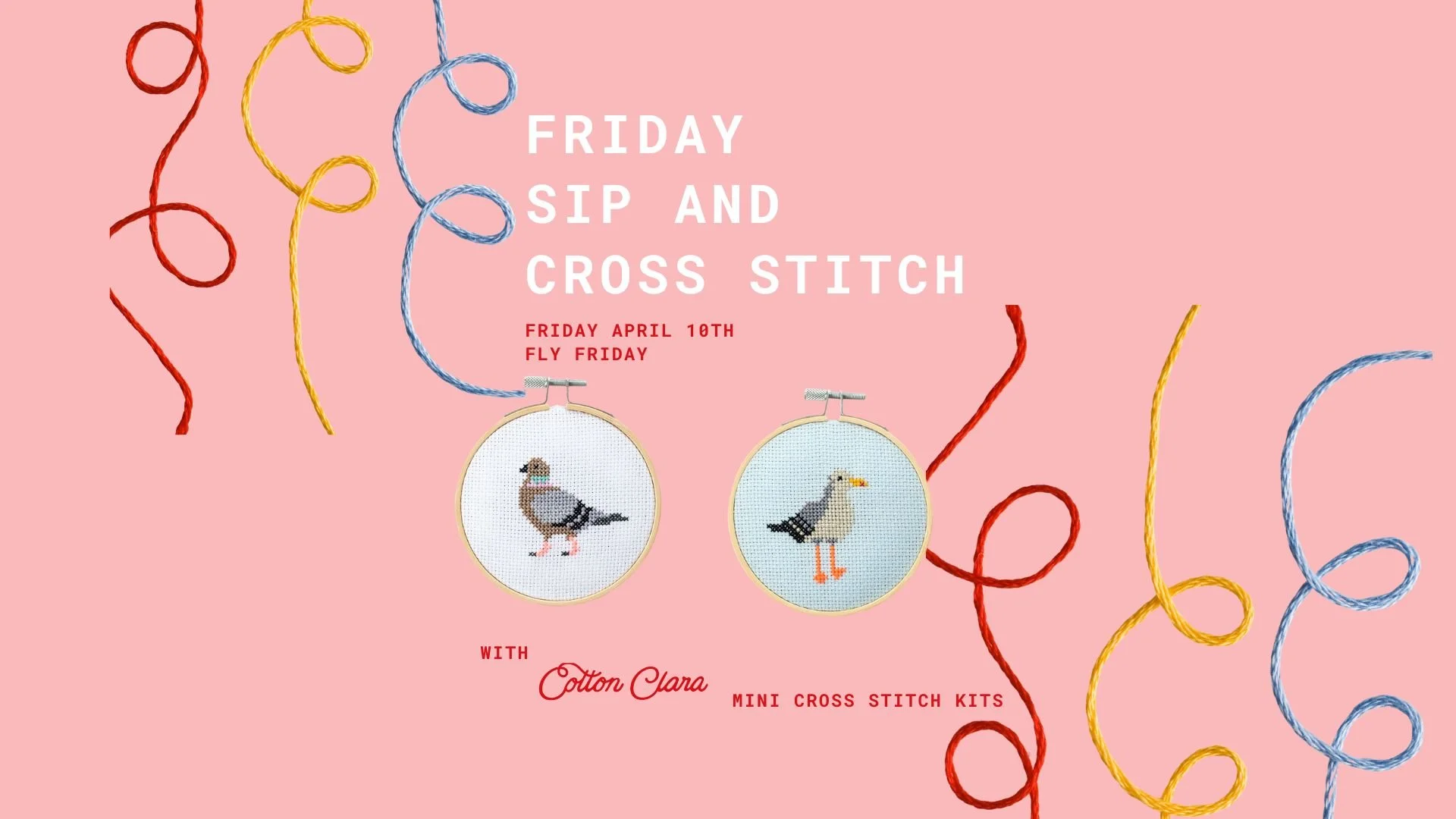 Friday Night Sip + Cross Stitch 