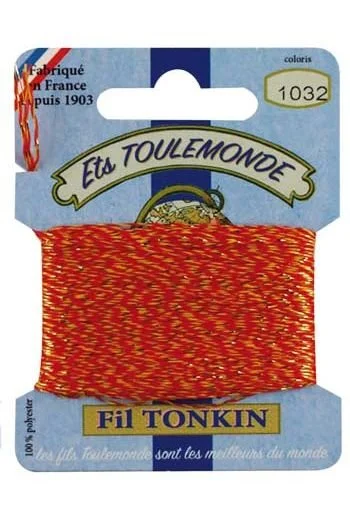 Embroidery thread -  Two-tone orange with a golden strand