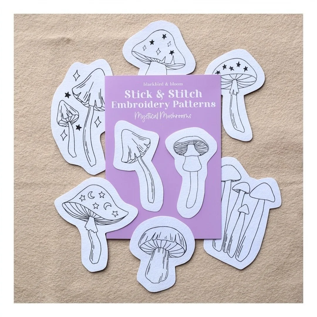Mystical Mushrooms Stick & Stitch Embroidery Patterns