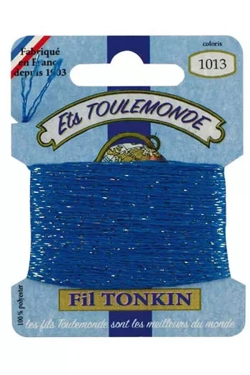 Embroidery thread -  Azure with a golden strand