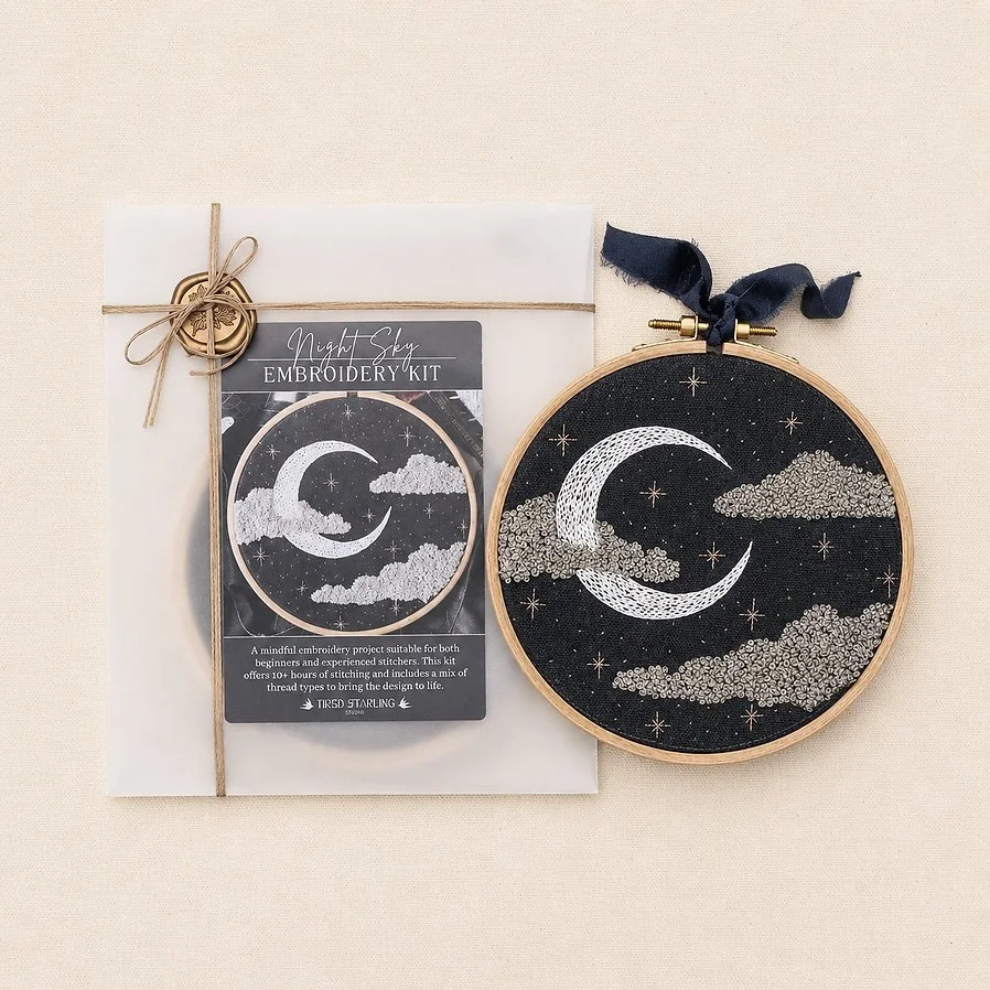 Moon and Stars Beginner Embroidery Kit