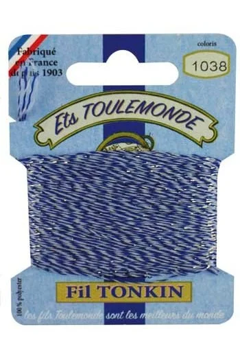 Embroidery thread -  Two-tone blue with a golden strand