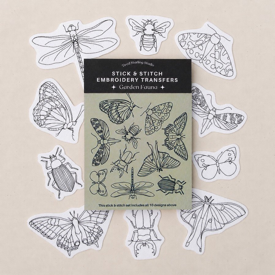 Garden Fauna Stick & Stitch Soluble Embroidery Transfer Set