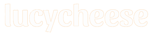 The word 'lucycheese' written in white, bold, lowercase letters on a black background.
