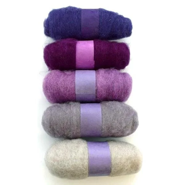 Felting Fibre Wool Purples