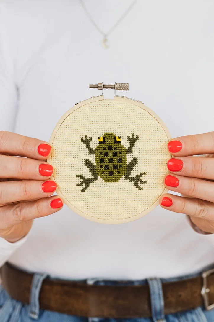 Cotton Clara Mini Cross Stitch Kit - Frog