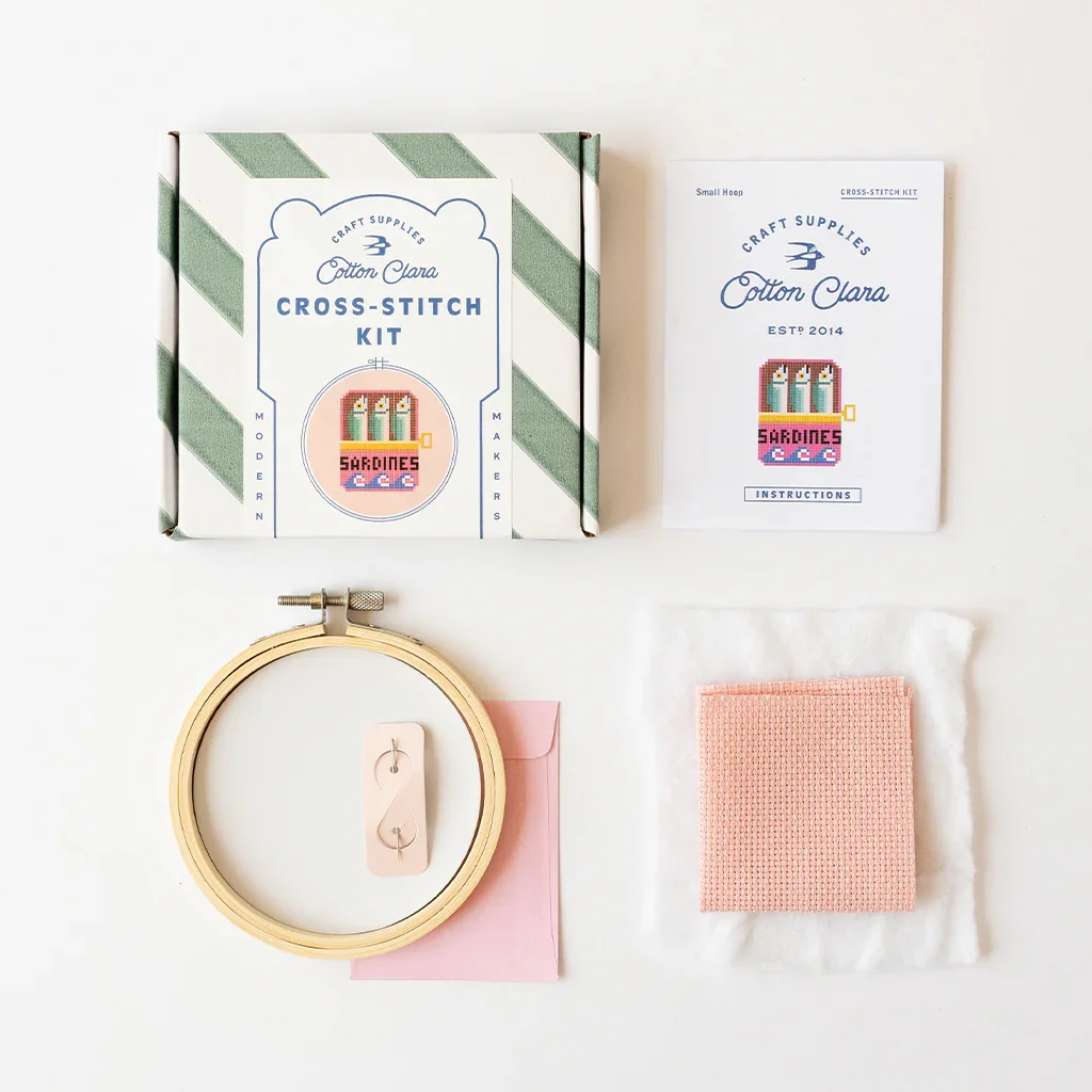 Cotton Clara Mini Cross Stitch Kit - Sardines