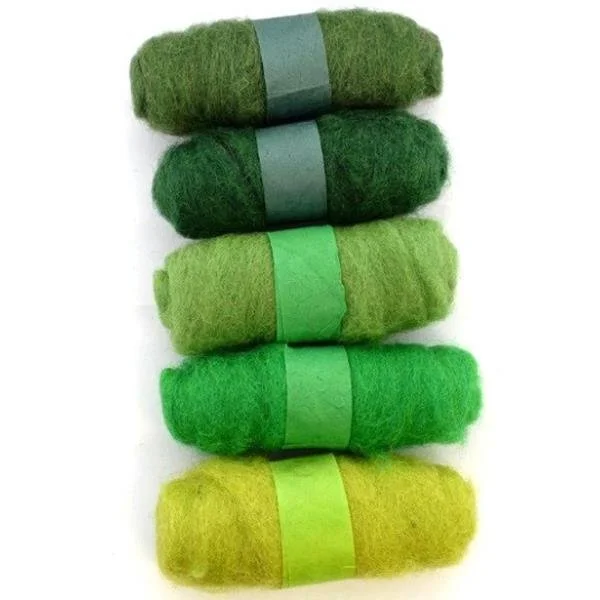 Felting Fibre Wool Greens Bright