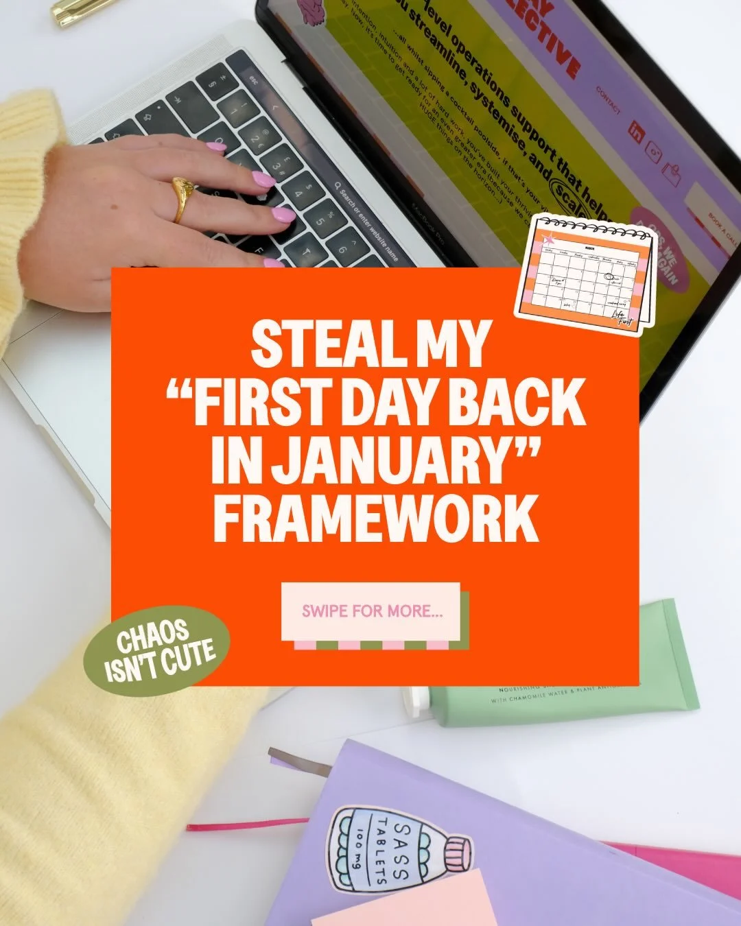 Steal my first day back in January framework 📄

Because chaos is not a personality trait and fake productivity is cancelled for 2026

If you are heading back into work feeling a mix of refreshed, resistant and already slightly overwhelmed, this is y