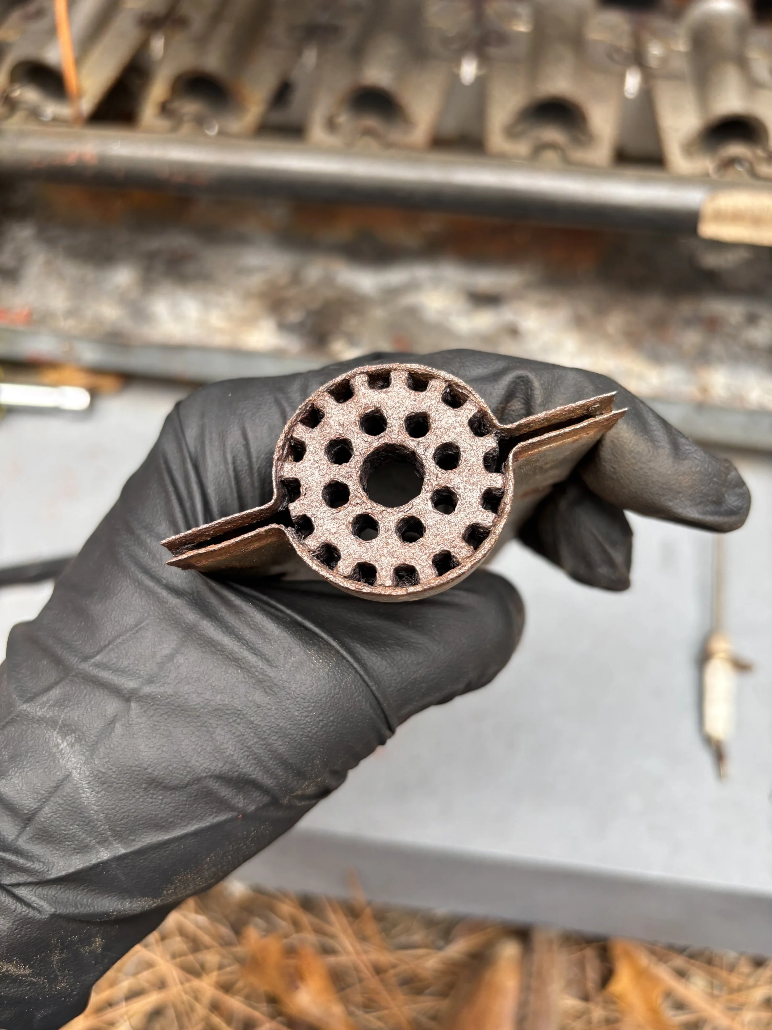 furnace service repair maintenance completed, the burner is now clean