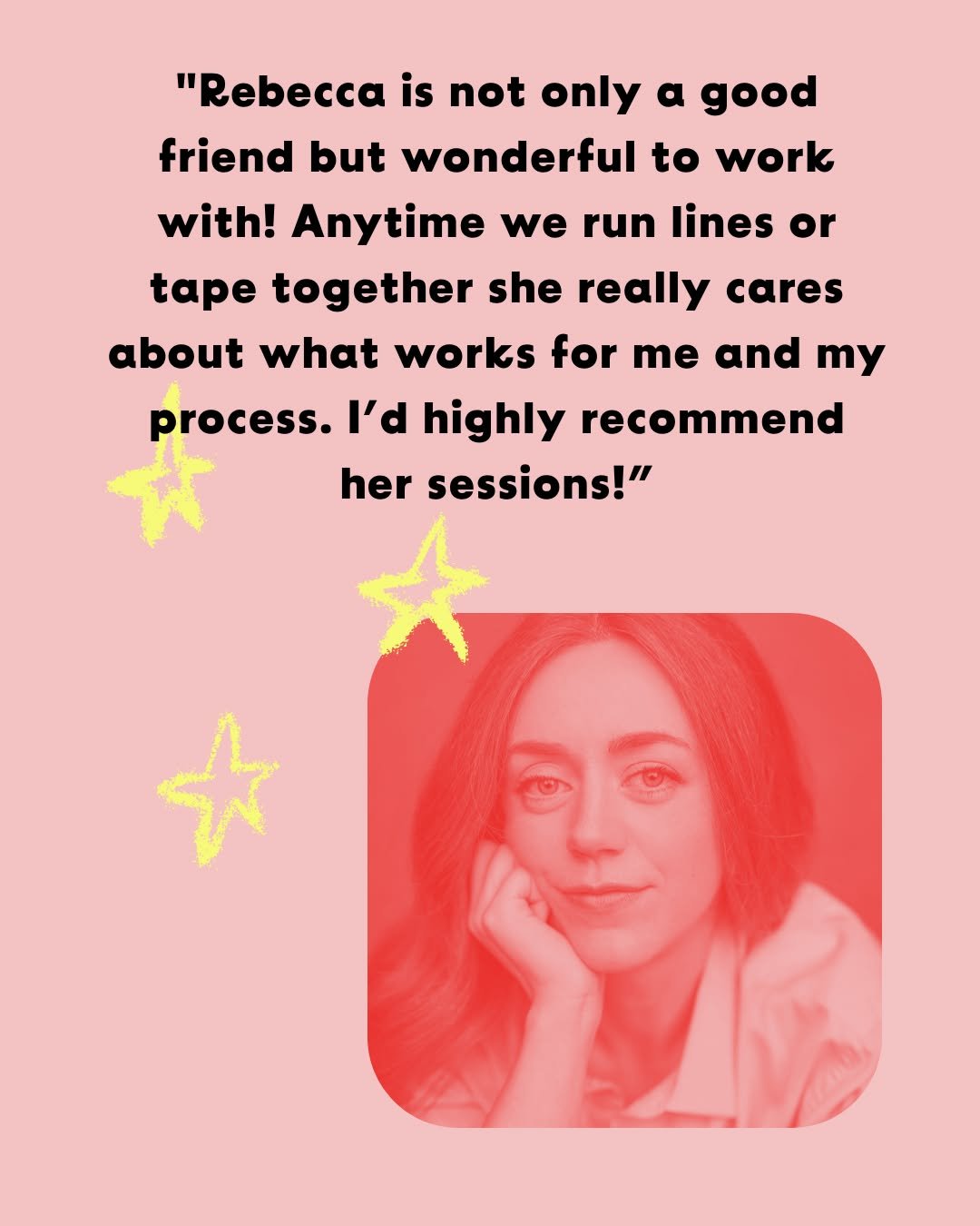 oh look!✨ It's the wickedly talented, one and only @beckyelee saying nice things about me:

&quot;Rebecca is not only a good friend but wonderful to work with! She&rsquo;s a generous acting partner, she&rsquo;s patient and professional. She is very i