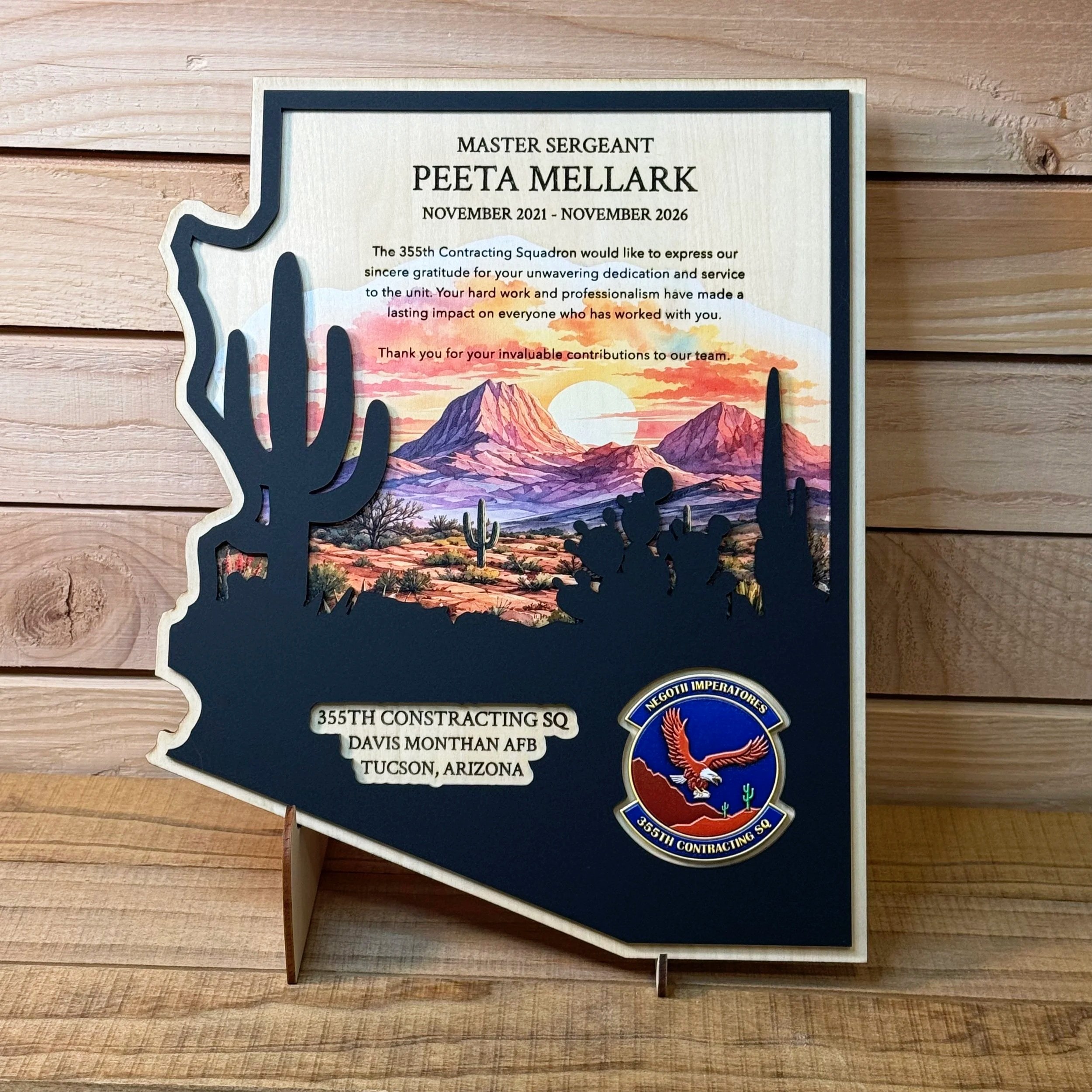 Arizona Shaped Military Plaque