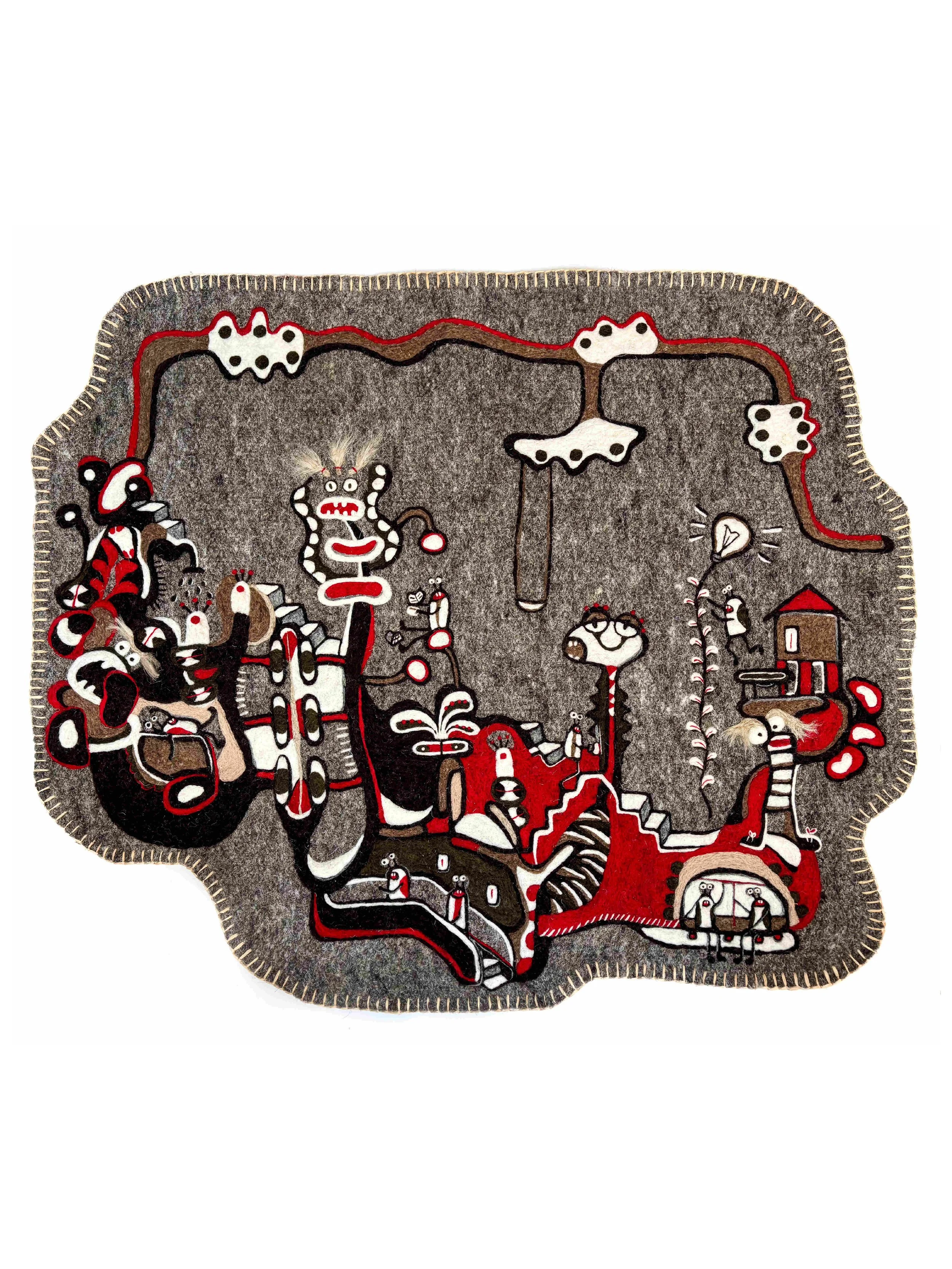 Like The Garden, The Mind, 2025 - Needle felted wool on wool felt - h100 x w119 cm