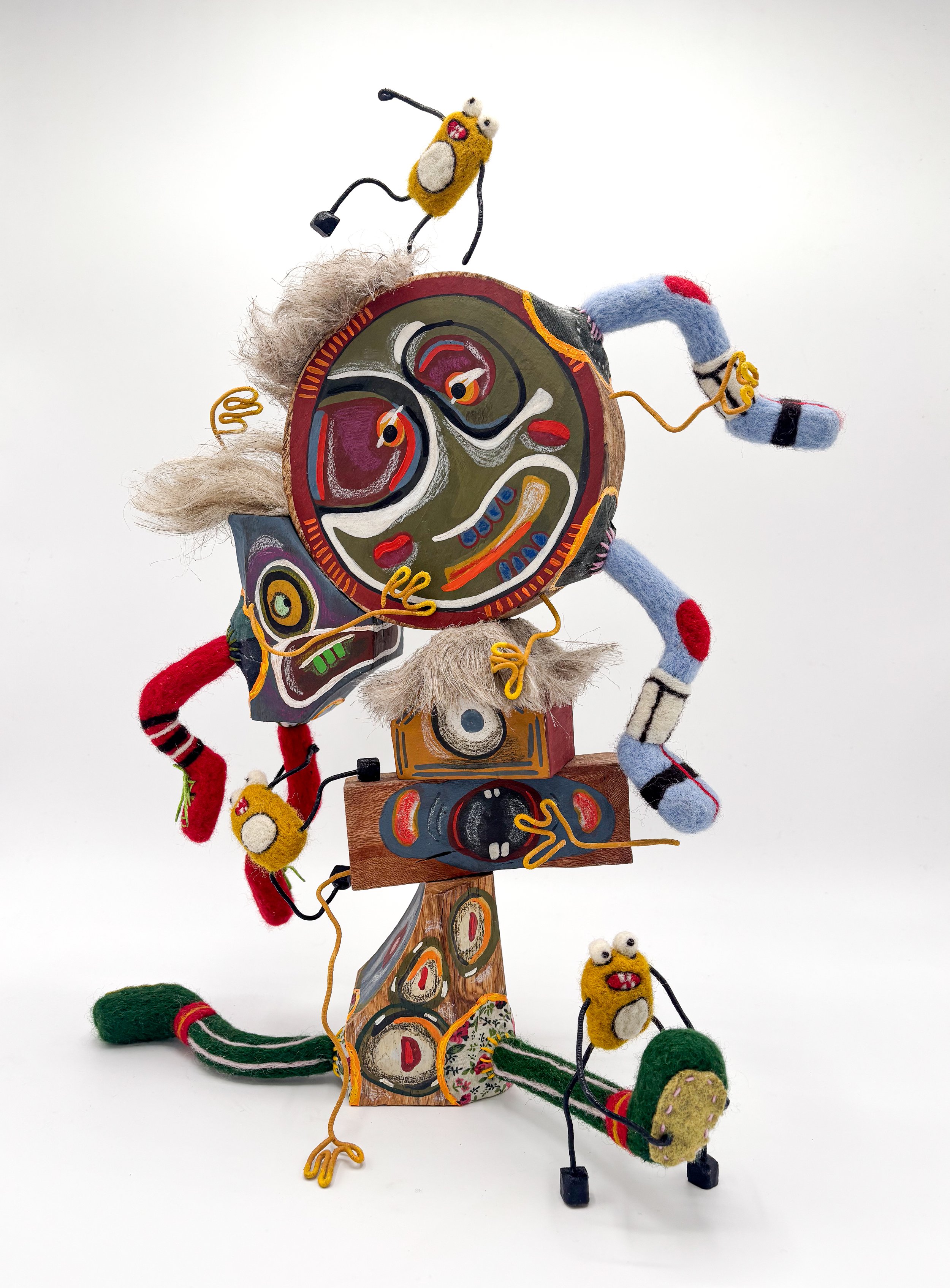 Study of Creature Interactions III, 2025 - Mixed media on wood - h47 x w32 x d20 cm