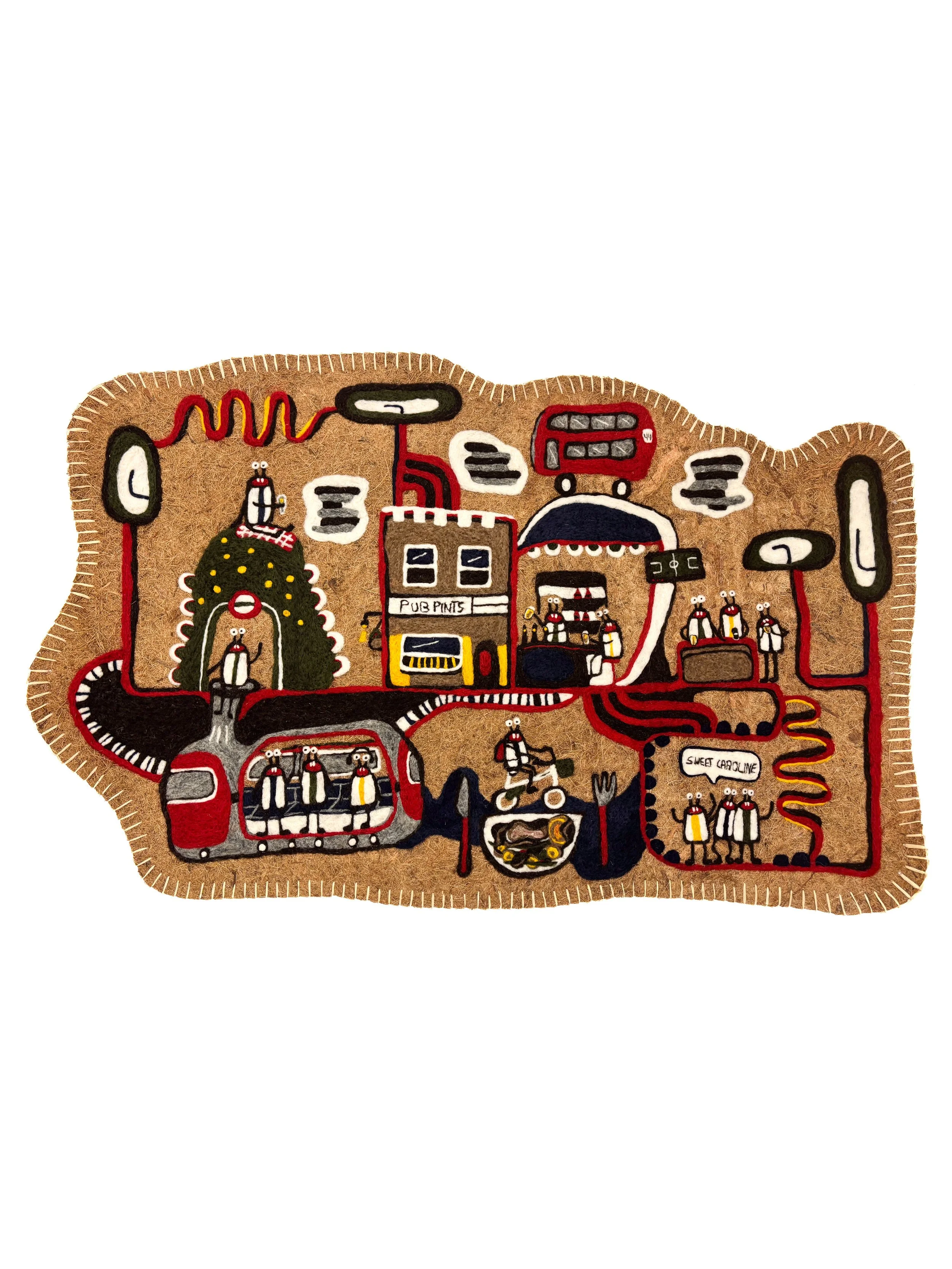 London Red, 2024 Needle felted wool on coconut coir mat h100 x w119 cm