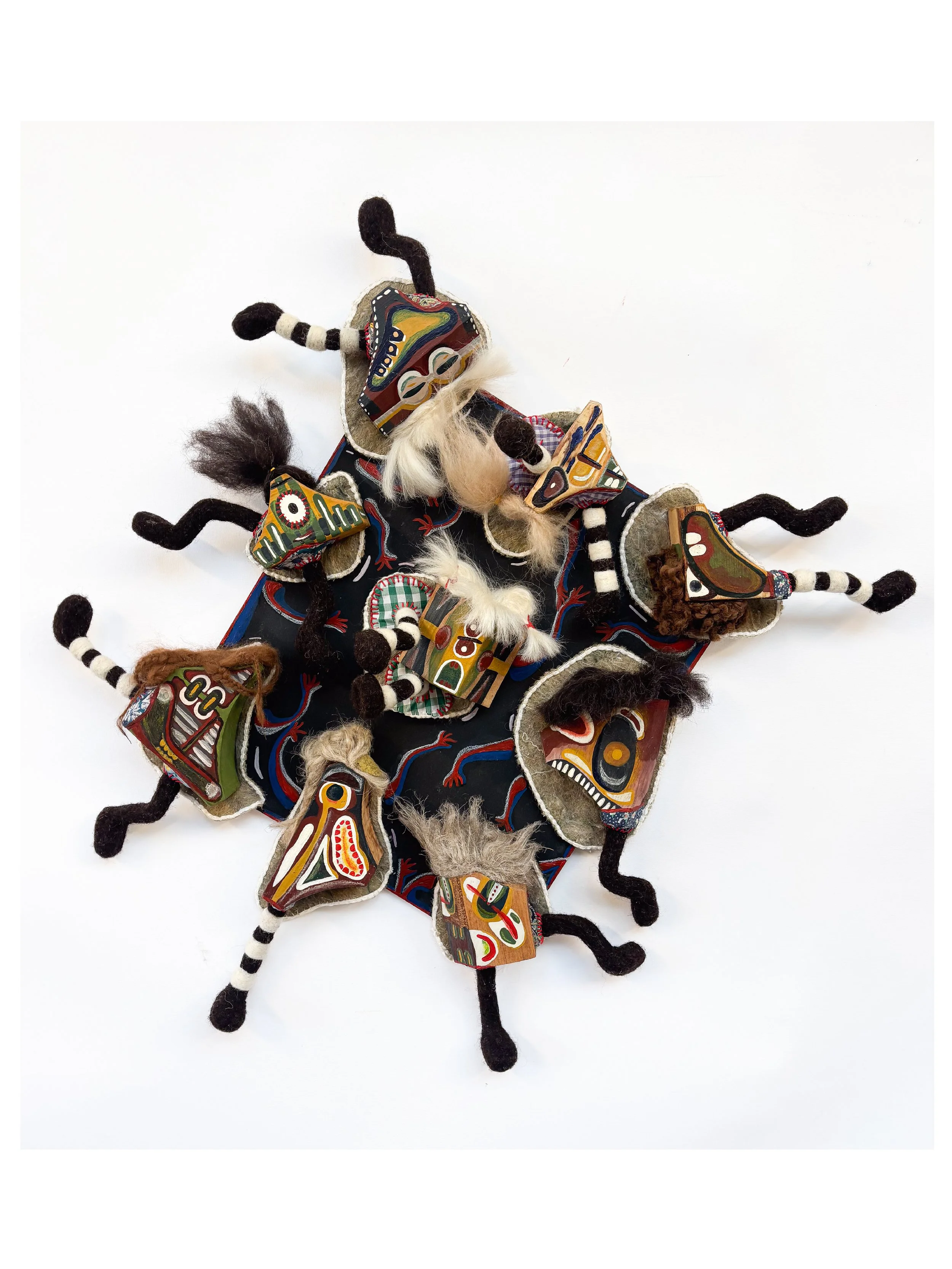 Study of Creature Interactions I, 2025 - Mixed media on wood - h70 x w70 x d13 cm