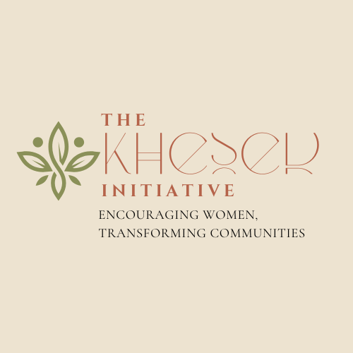 Logo for The Kheser Initiative with a leaf and butterfly design, tagline encouraging women and community transformation.