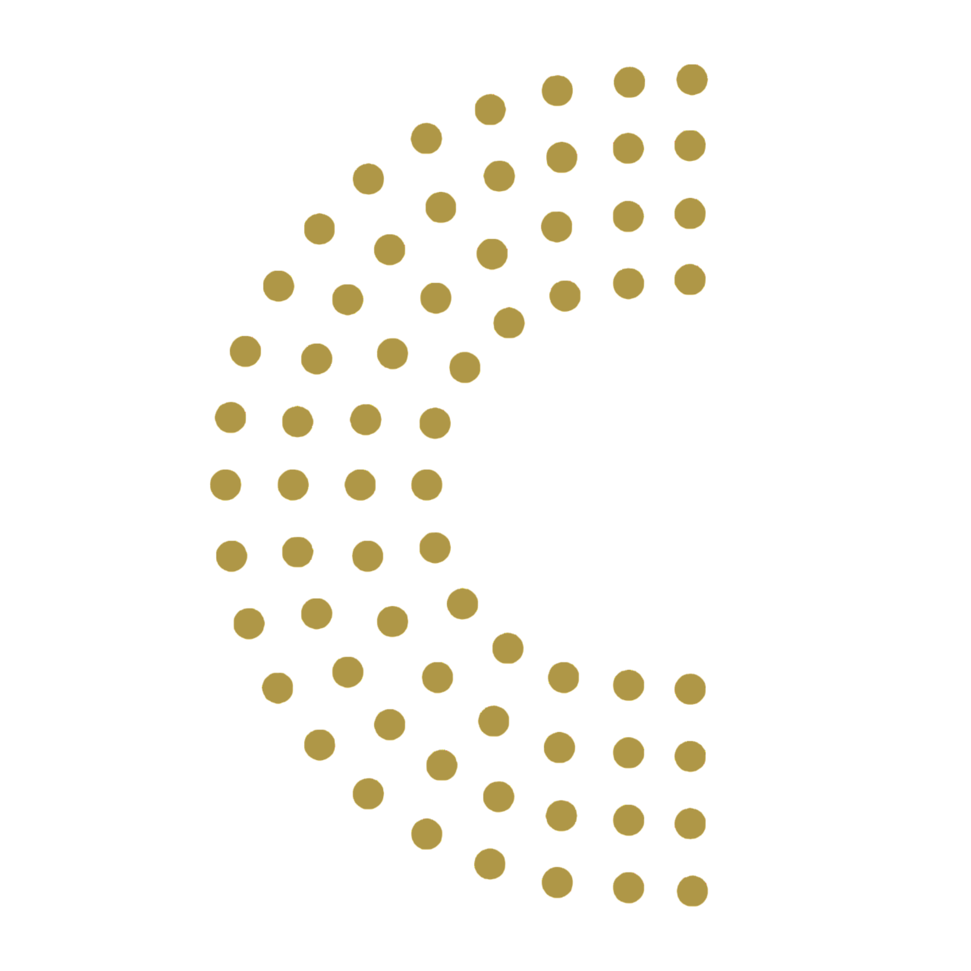 A pattern of gold-colored dots arranged in a grid on a white background.