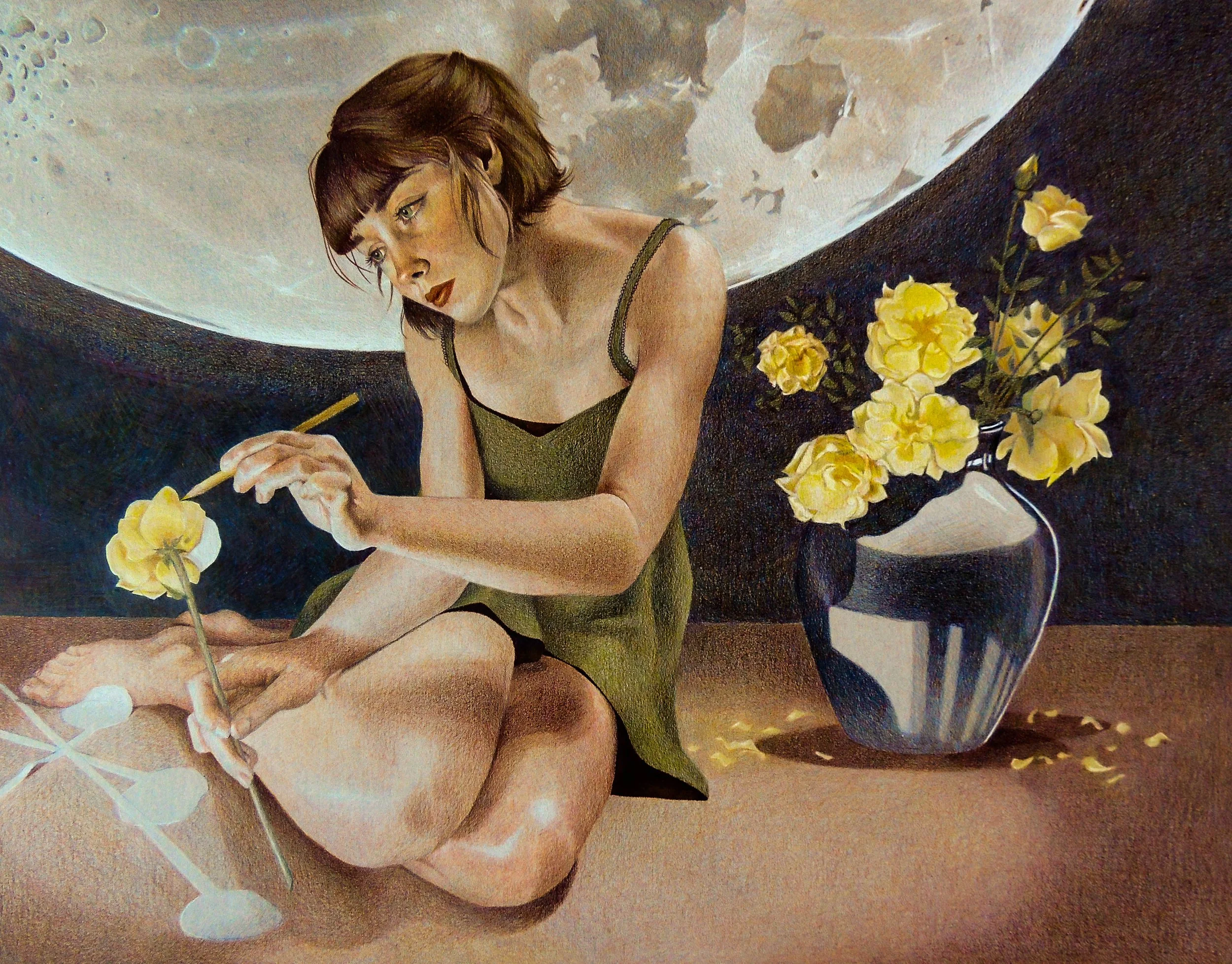 "Life Imitates Art" coloured pencil (rybw) 22x30" 2015