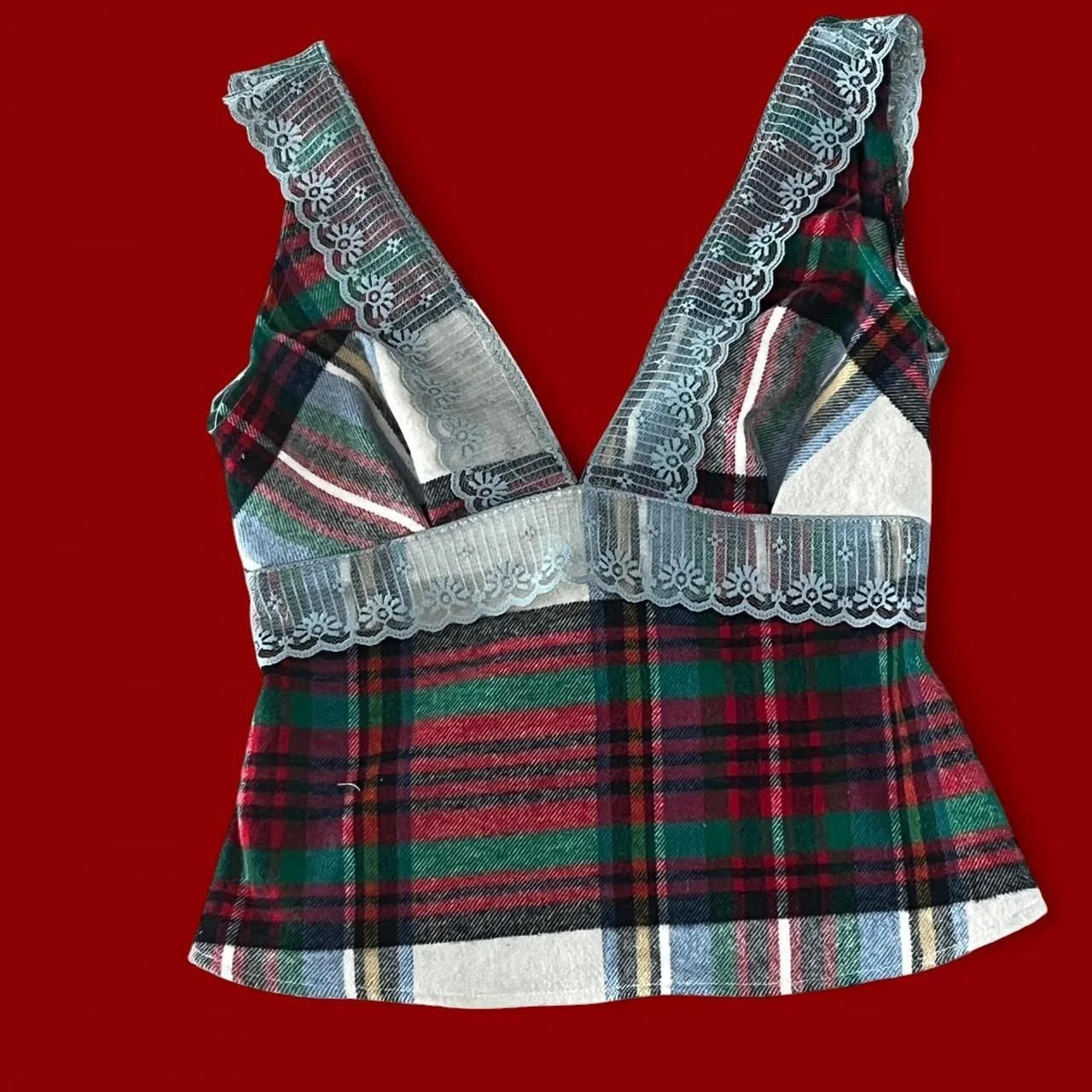 London Plaid Lace Tank