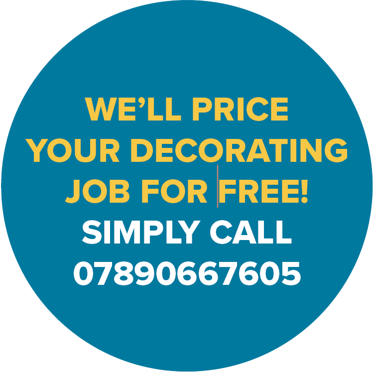 Circular sign offering free decorating job with a phone number to call.