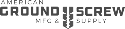 Logo of American Ground Screw Manufacturing & Supply featuring bold text and a ground screw icon.