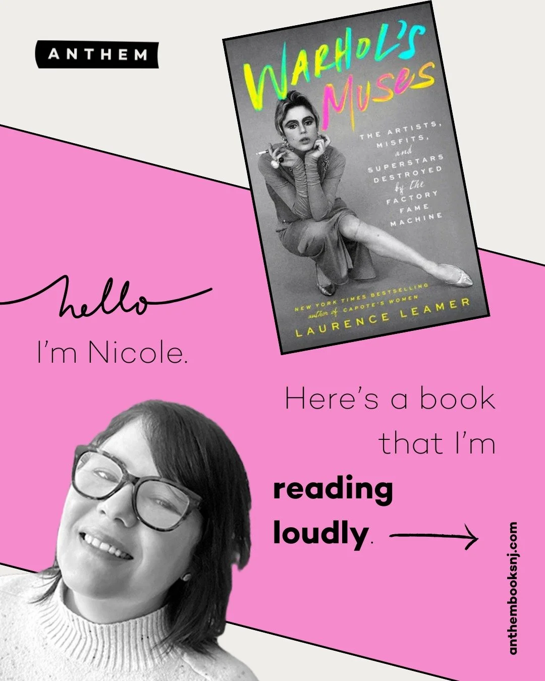 @anthembooks cofounder @nickclickyeah shares her current read, Warhol's Muses. Get your copy @bookshop_org! Link in bio.
