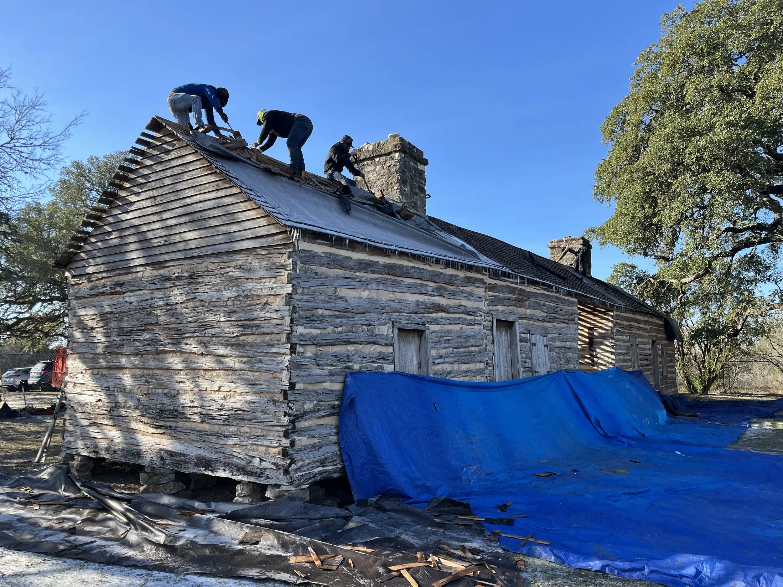 Kyle Log House Gets a New Wood Roof