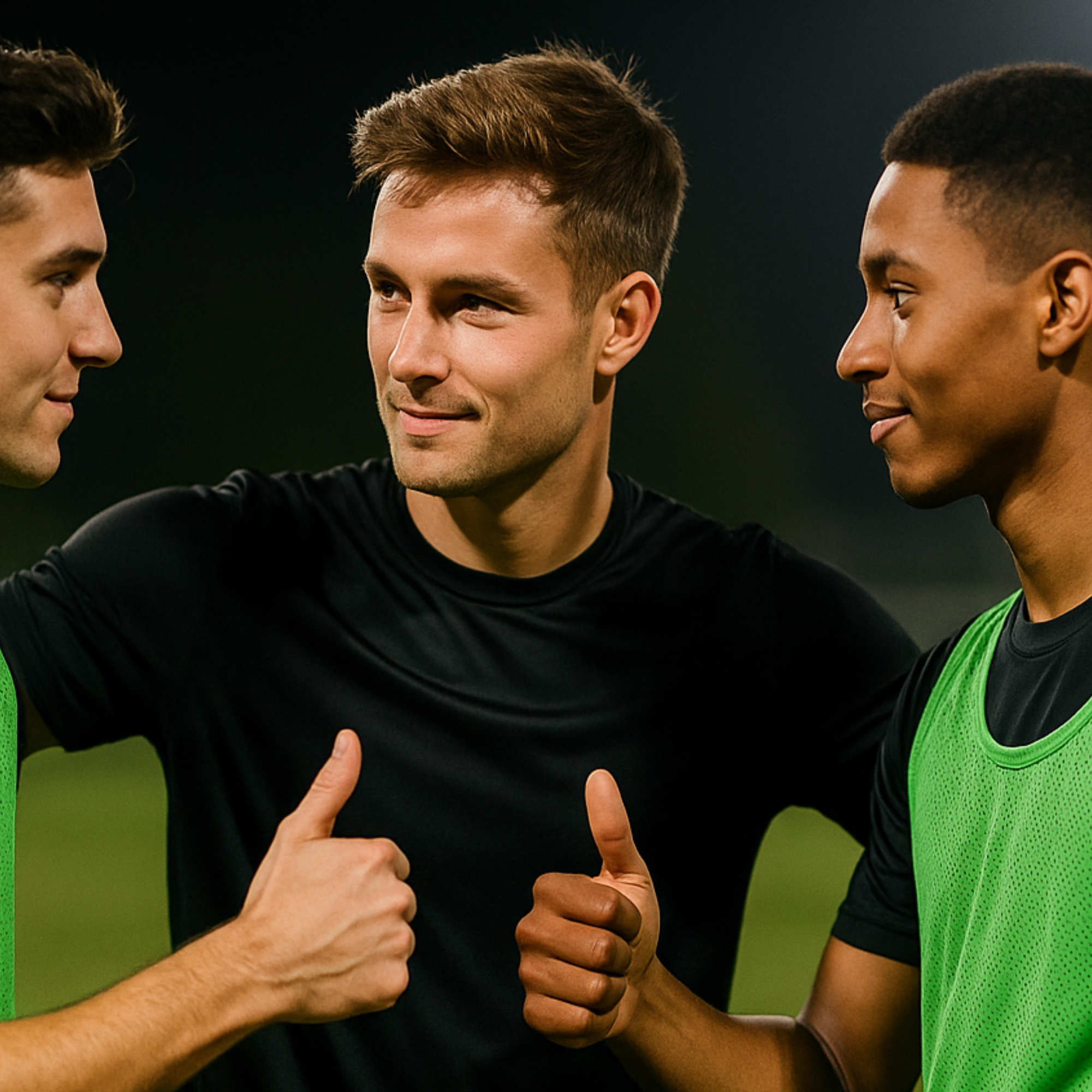 Players talking during Neuro Football academy session