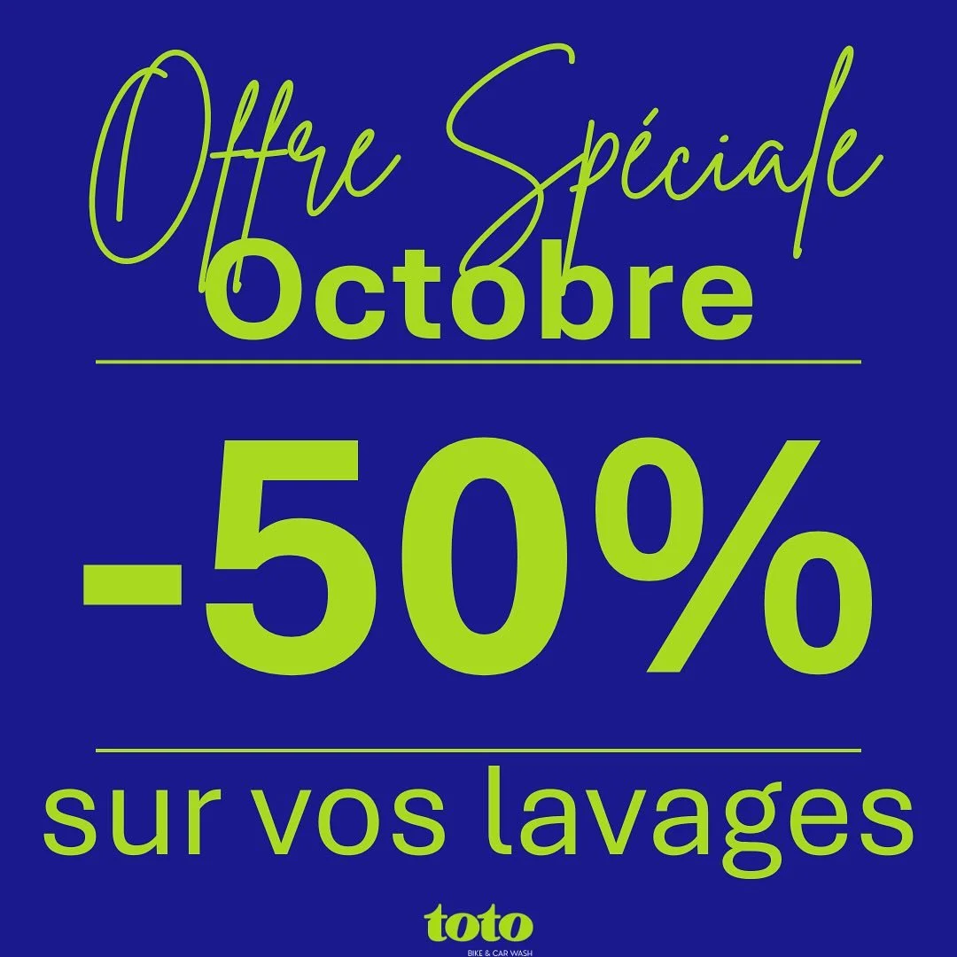 📣 Offre sp&eacute;ciale du mois ! 📣
✨ Venez d&eacute;couvrir toto &agrave; -50% ✨

C&rsquo;est le moment id&eacute;al pour redonner &eacute;clat et propret&eacute; &agrave; votre v&eacute;hicule 🚗💦

Ne manquez pas cette occasion exceptionnelle !
