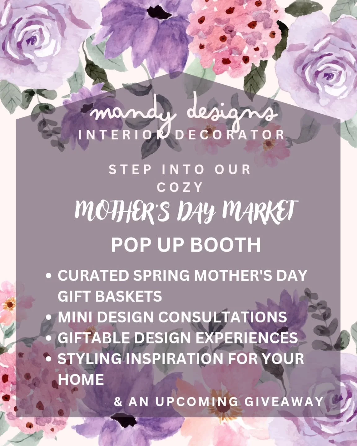 A Mother&rsquo;s Day Market Pop-Up is coming&hellip; 🌸
Curated spring gift baskets
Mini design consultations
Giftable design experiences
&amp; a giveaway 👀
You won&rsquo;t want to miss it.
More details coming soon &mdash;
tag or share with a friend