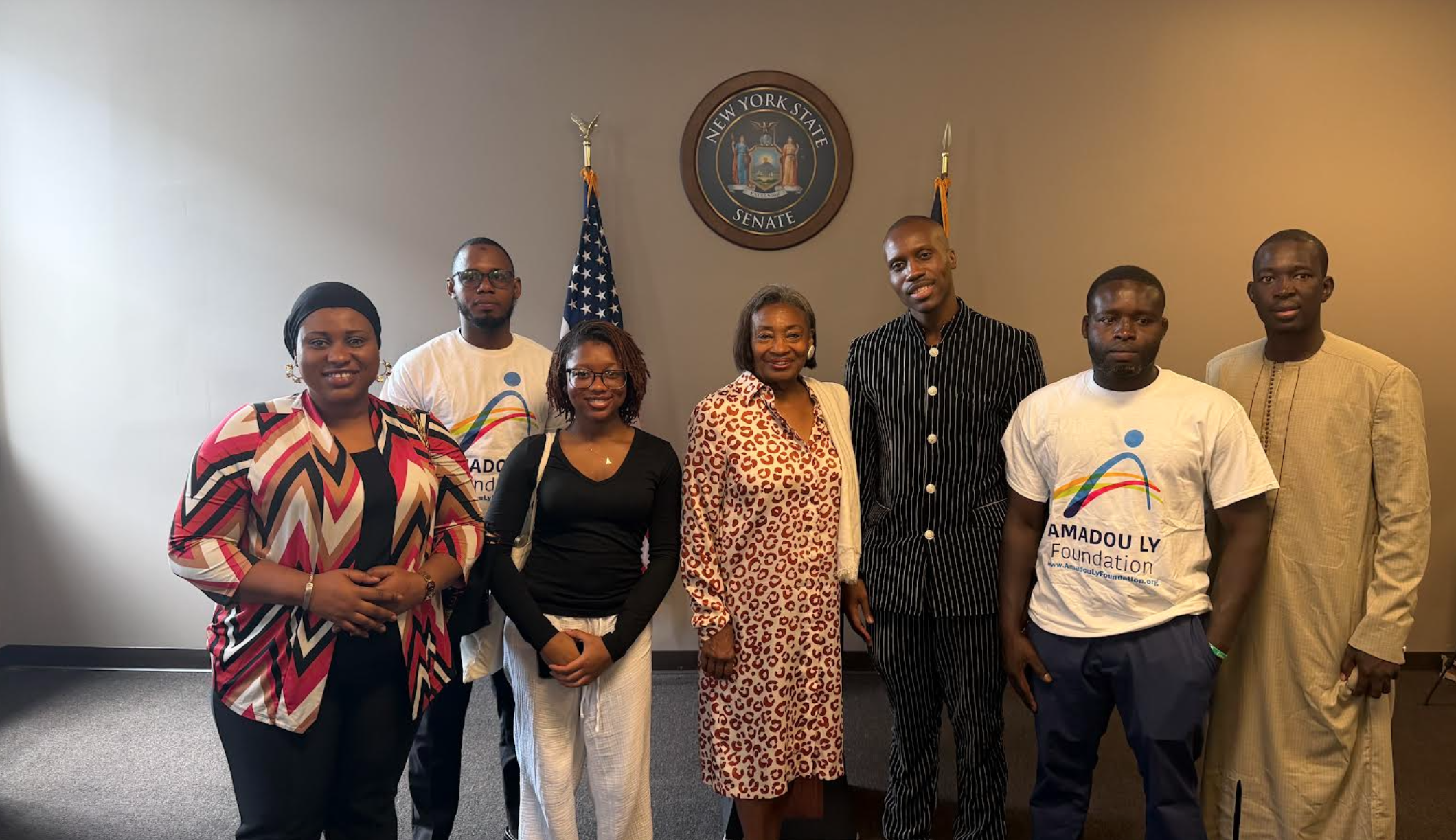 Andrea Stewart-Cousins, Majority Leader of the New York State Senate, meets with Amadou Ly, founder of the Amadou Ly Foundation.