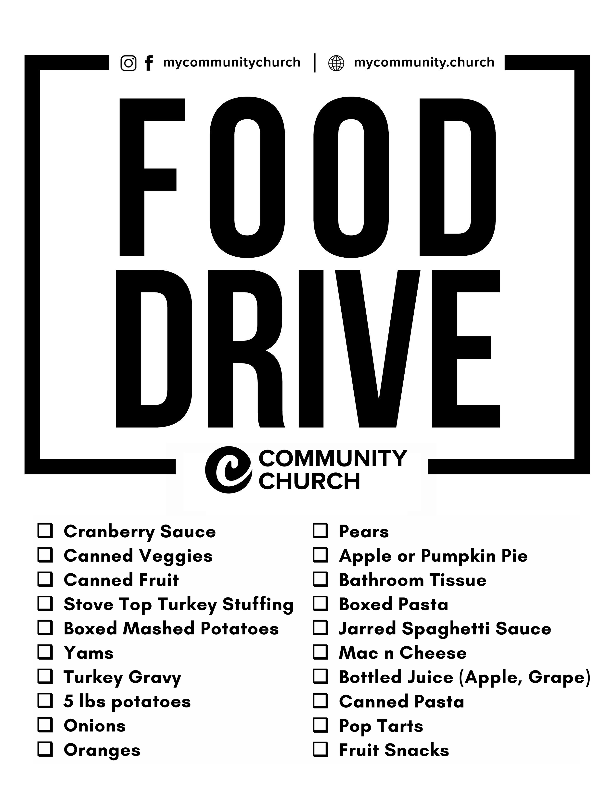 Community Church Food Drive Event