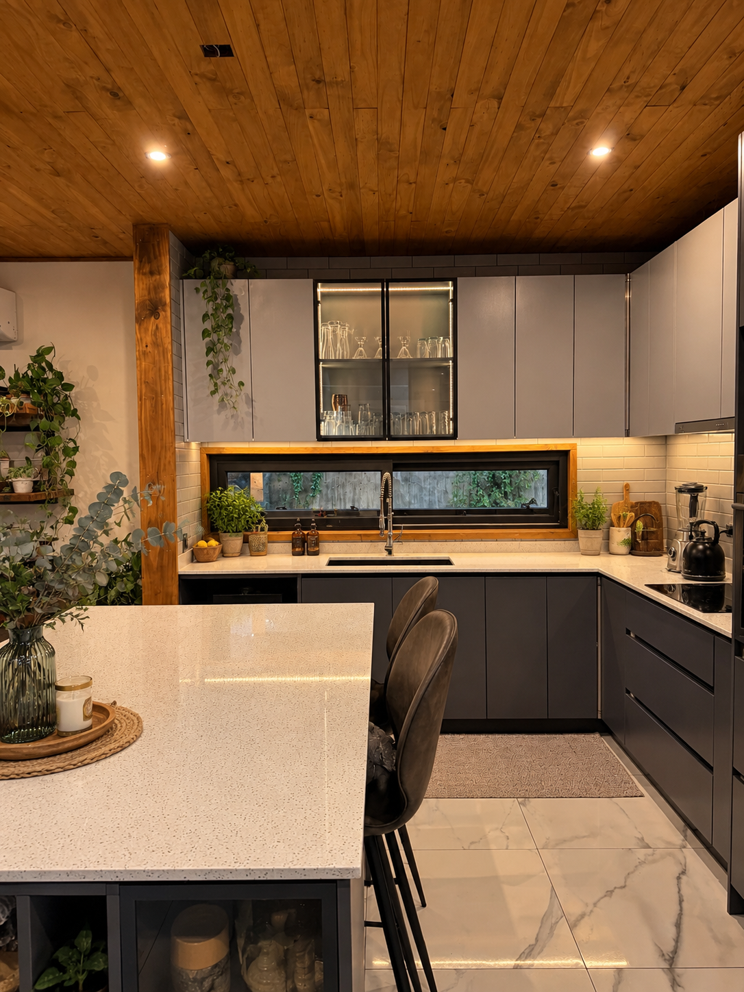 Cocina moderna acogedora con plantas.png