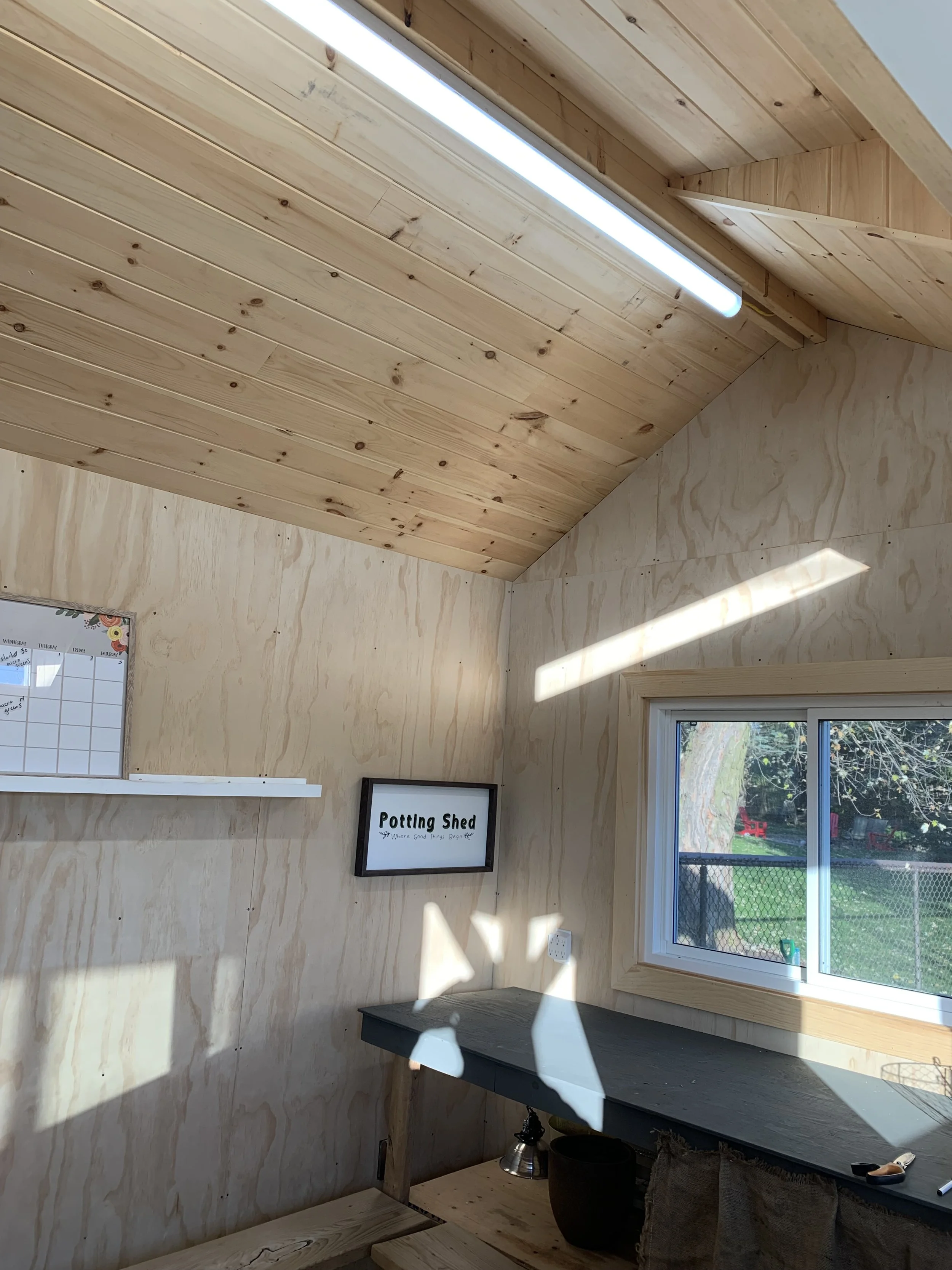 Small shop with tube lighting.