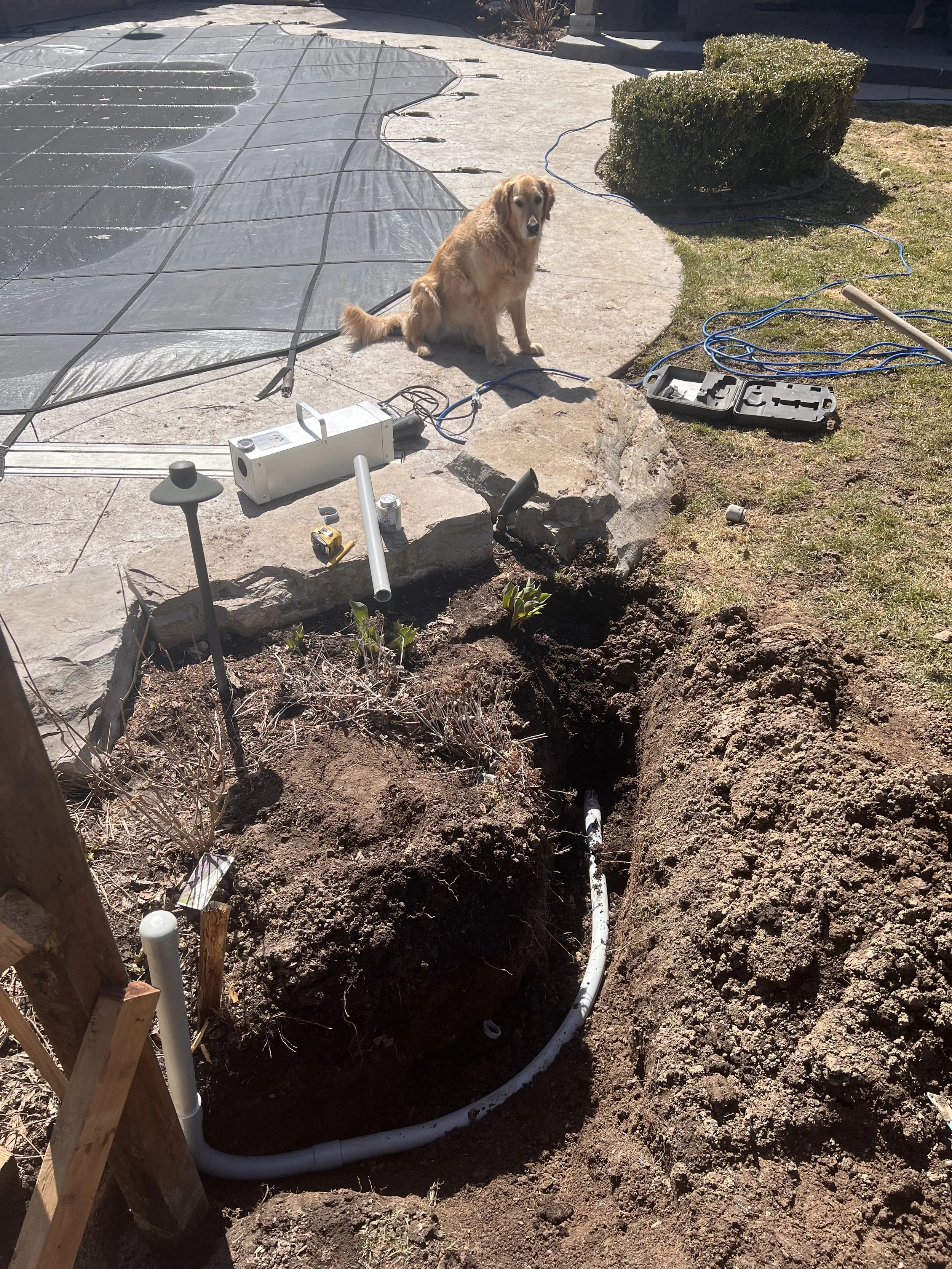 Inground wiring for a pool.