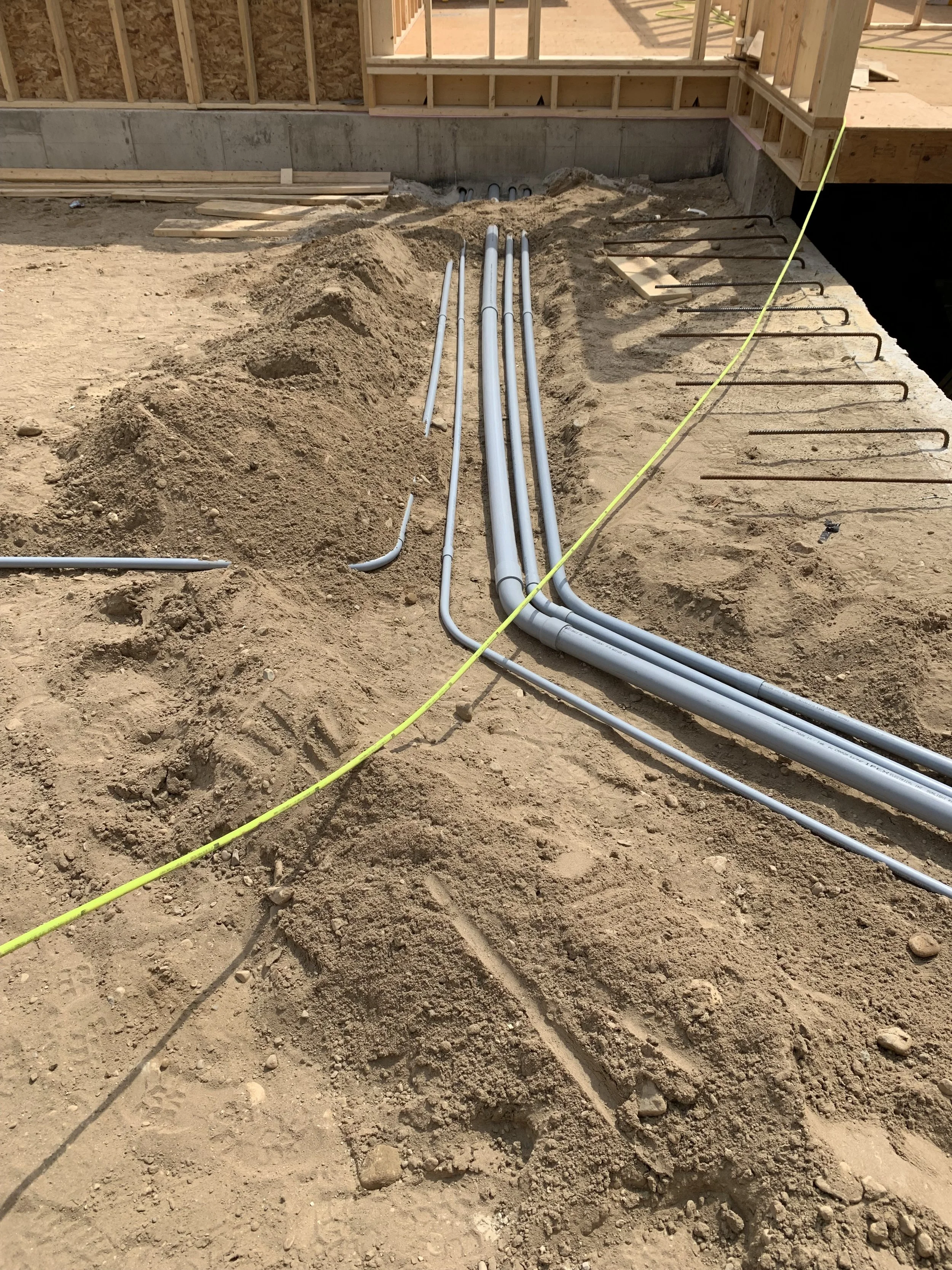 Inground wiring running to a new build.