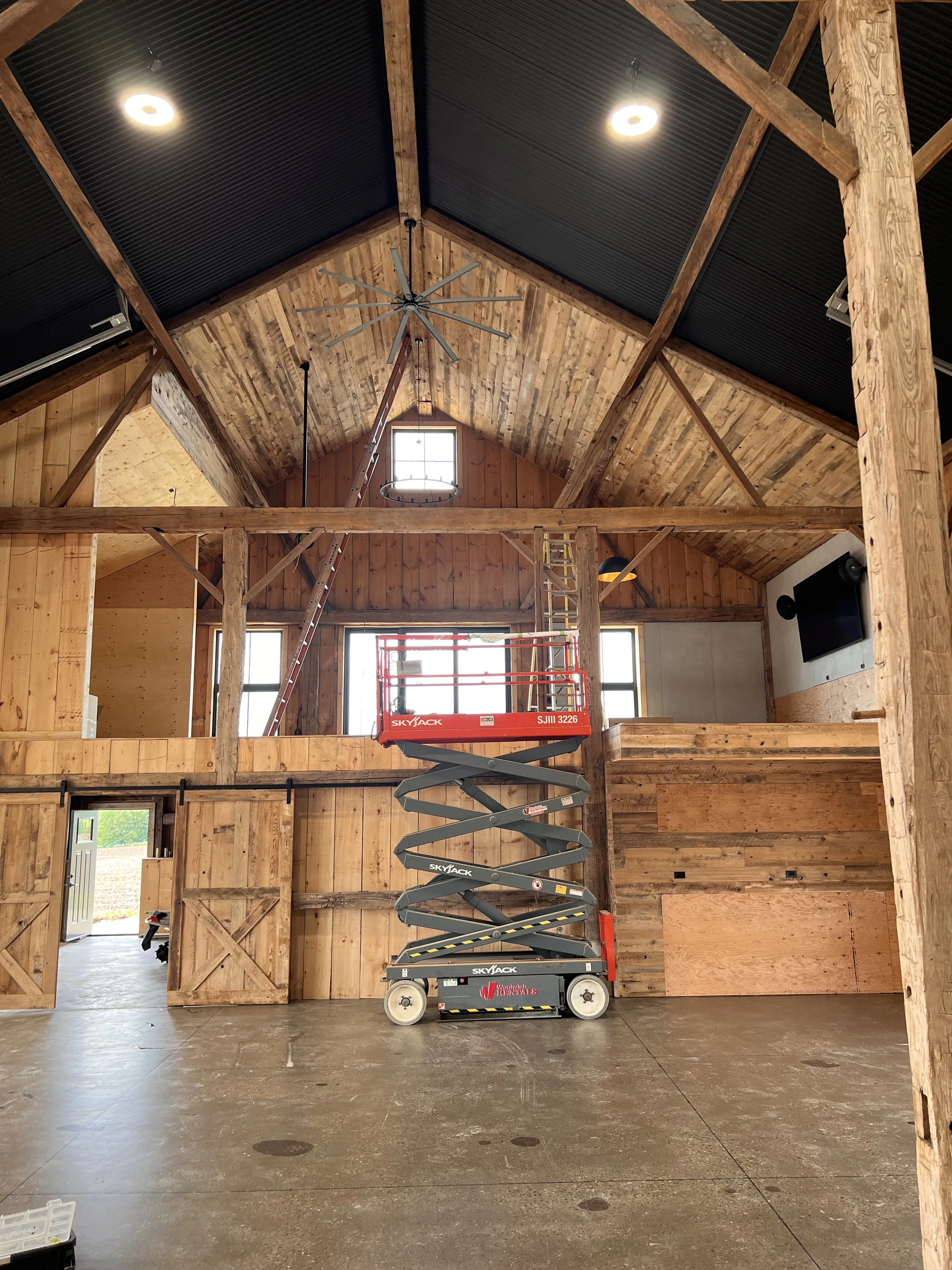 New barn lighting and fan.