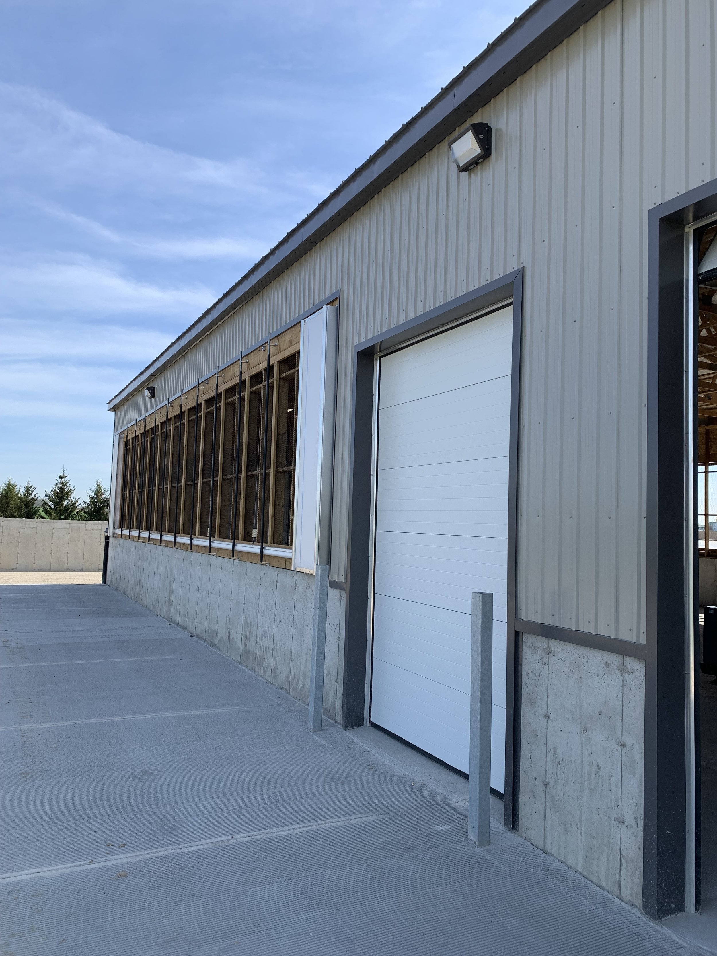 Exterior lighting on a newly built barn.