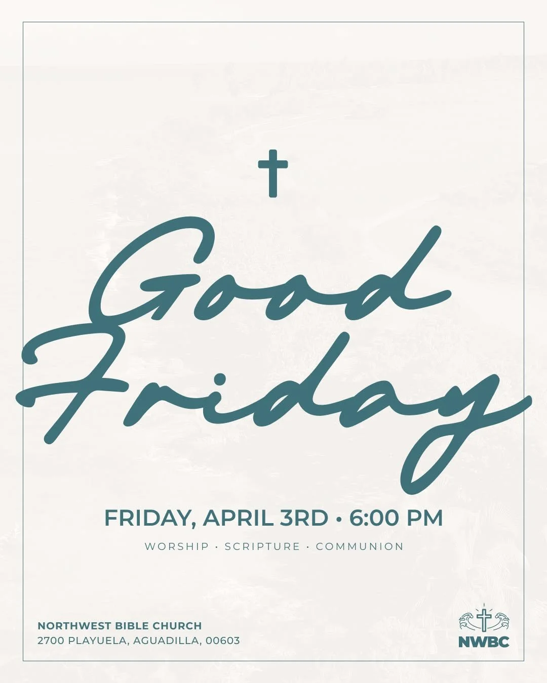 Before the resurrection, there was the cross. 
Come and sit with us in the weight and wonder of Good Friday.
Worship &middot; Scripture &middot; Communion

📍 Friday, April 3rd &middot; 6:00 PM

Join us at Northwest Bible Church
2700 Playuela, Aguadi